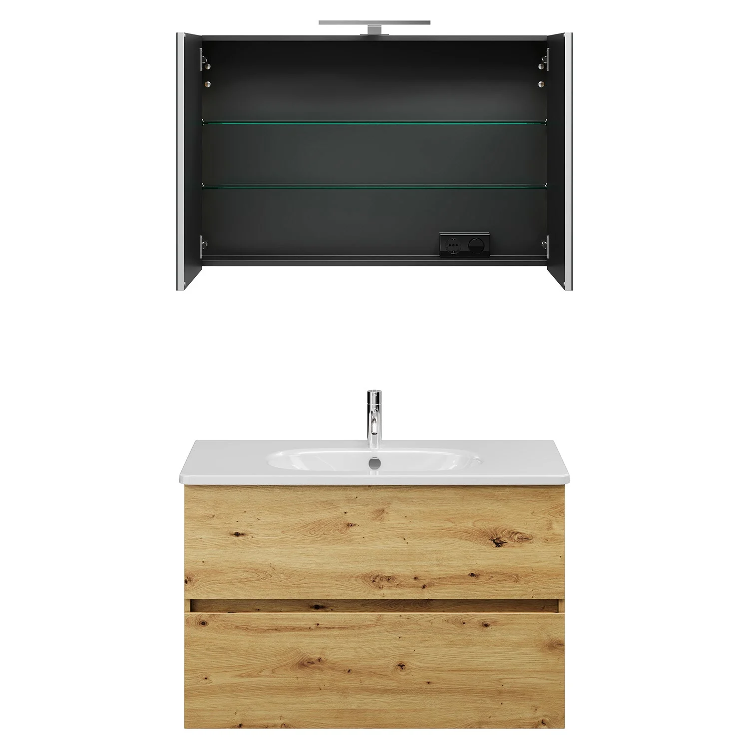 burgbad Liniq Badmöbel Set 100,5 cm mit LED-Spiegelschrank Bild 8