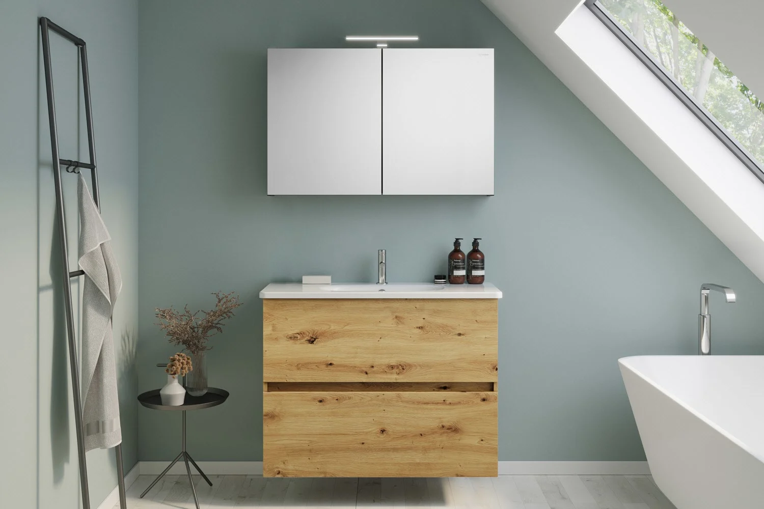 burgbad Liniq Badmöbel Set 100,5 cm mit LED-Spiegelschrank Bild 10