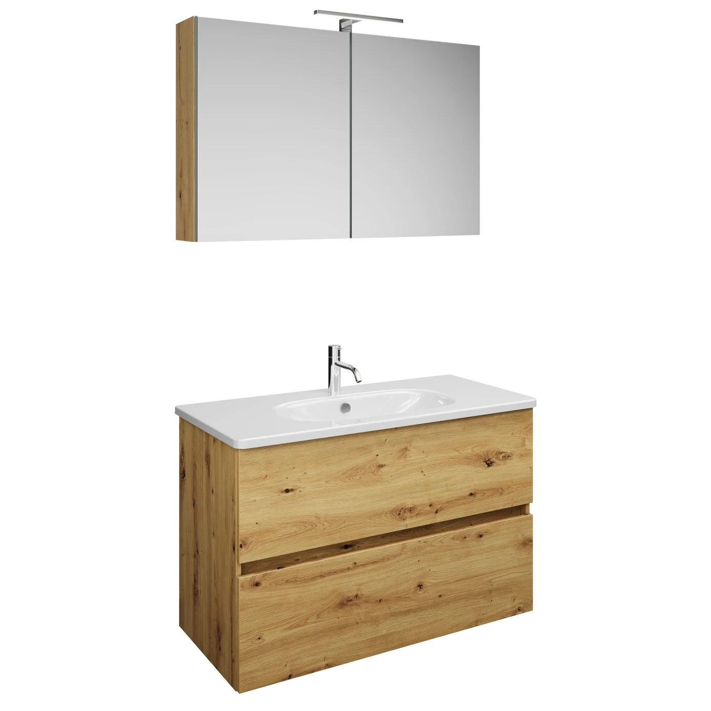 burgbad Liniq Badmöbel Set 100,5 cm mit LED-Spiegelschrank Bild 3