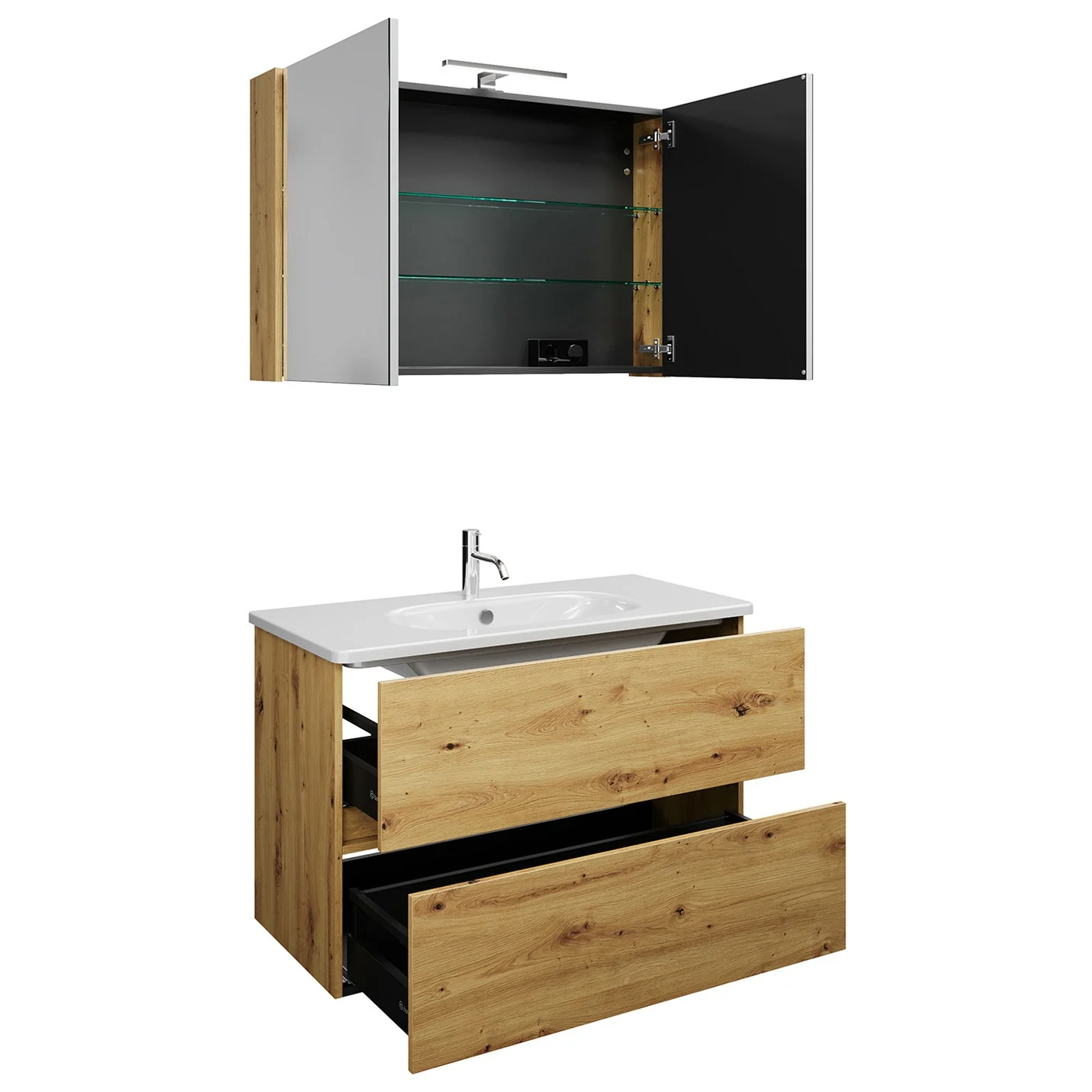 burgbad Liniq Badmöbel Set 100,5 cm mit LED-Spiegelschrank Bild 4