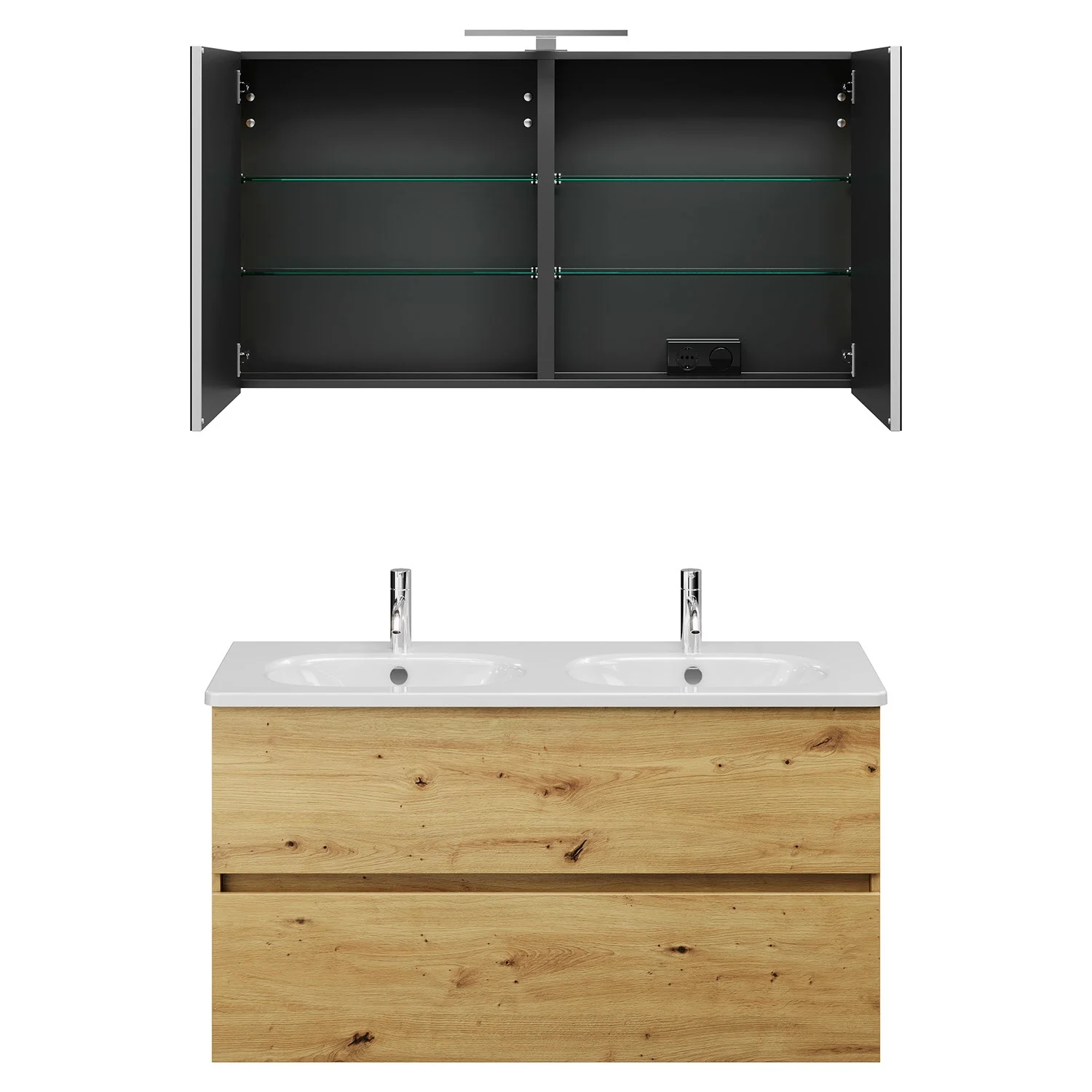 burgbad Liniq Badmöbel Set 120,5 cm mit LED-Spiegelschrank Bild 8