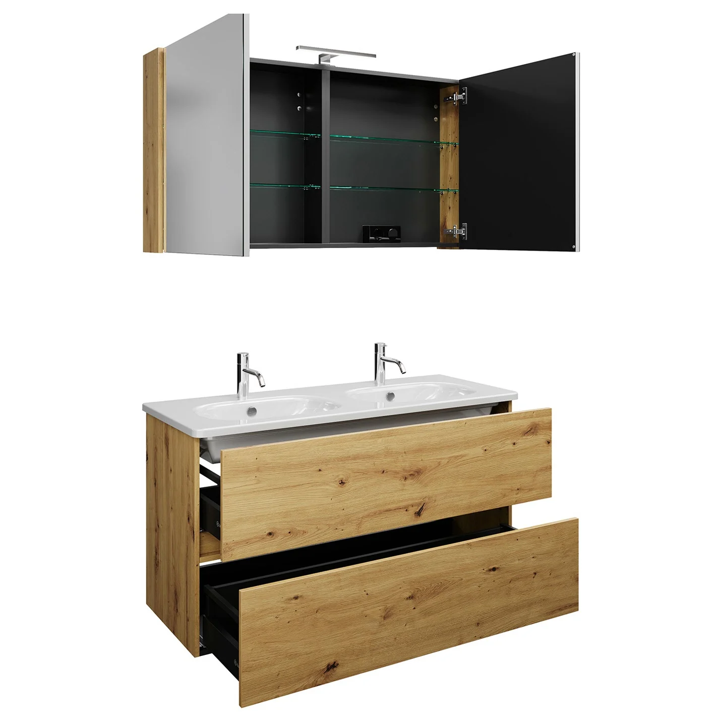 burgbad Liniq Badmöbel Set 120,5 cm mit LED-Spiegelschrank Bild 4