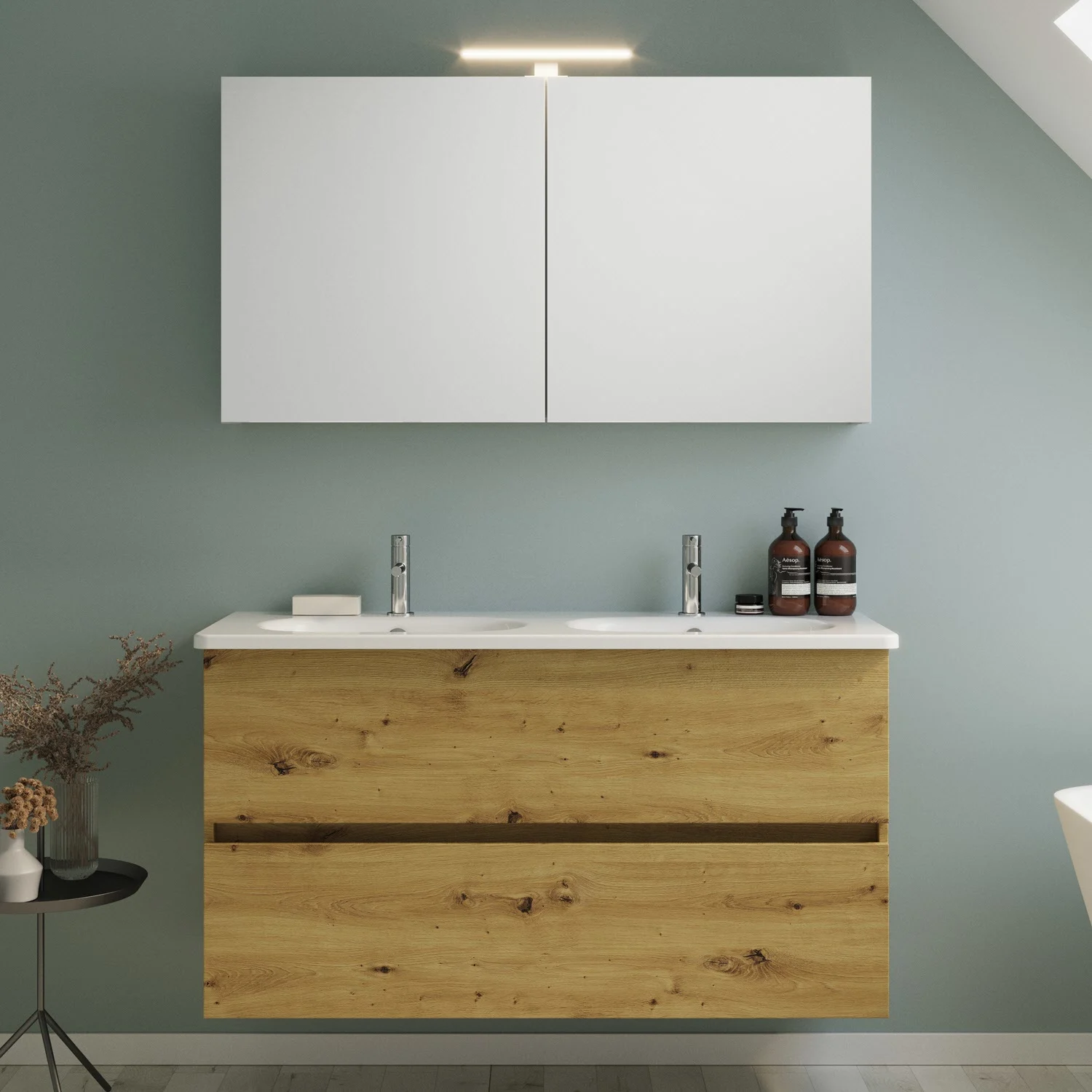 burgbad Liniq Badmöbel Set 120,5 cm mit LED-Spiegelschrank