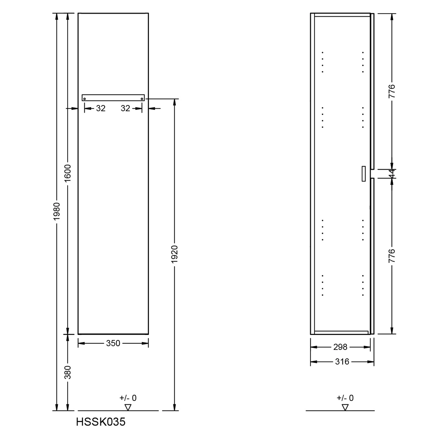 burgbad Liniq Hochschrank 35 x 32 x 160 cm Bild 5
