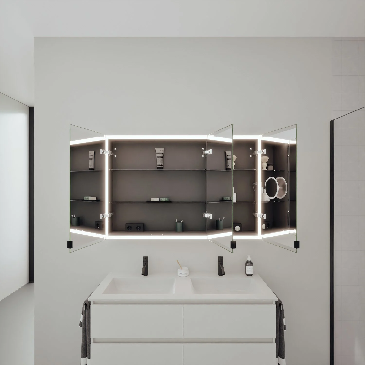 burgbad rl20 Spiegelschrank 121 cm, mit Klarglas Lichtrahmen Bild 3