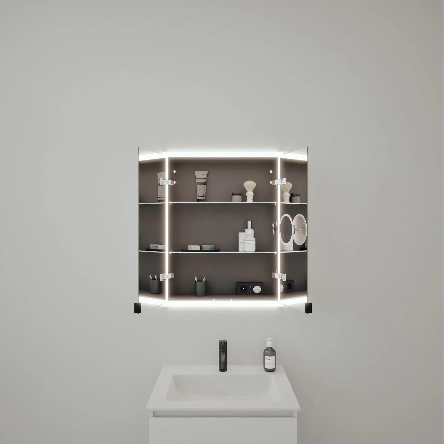 burgbad rl20 Spiegelschrank 62 cm, mit Lichtrahmen für Wandeinbau Bild 3