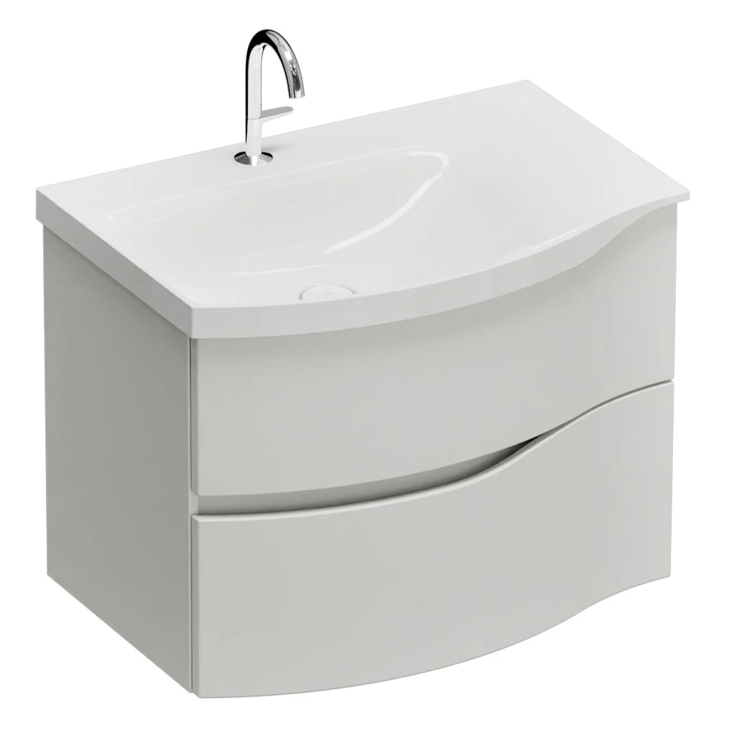 Umywalka z odlewu mineralnego burgbad Sinea 3.0 z szafką podumywalkową, 77 cm, z listwą uchwytową G0167