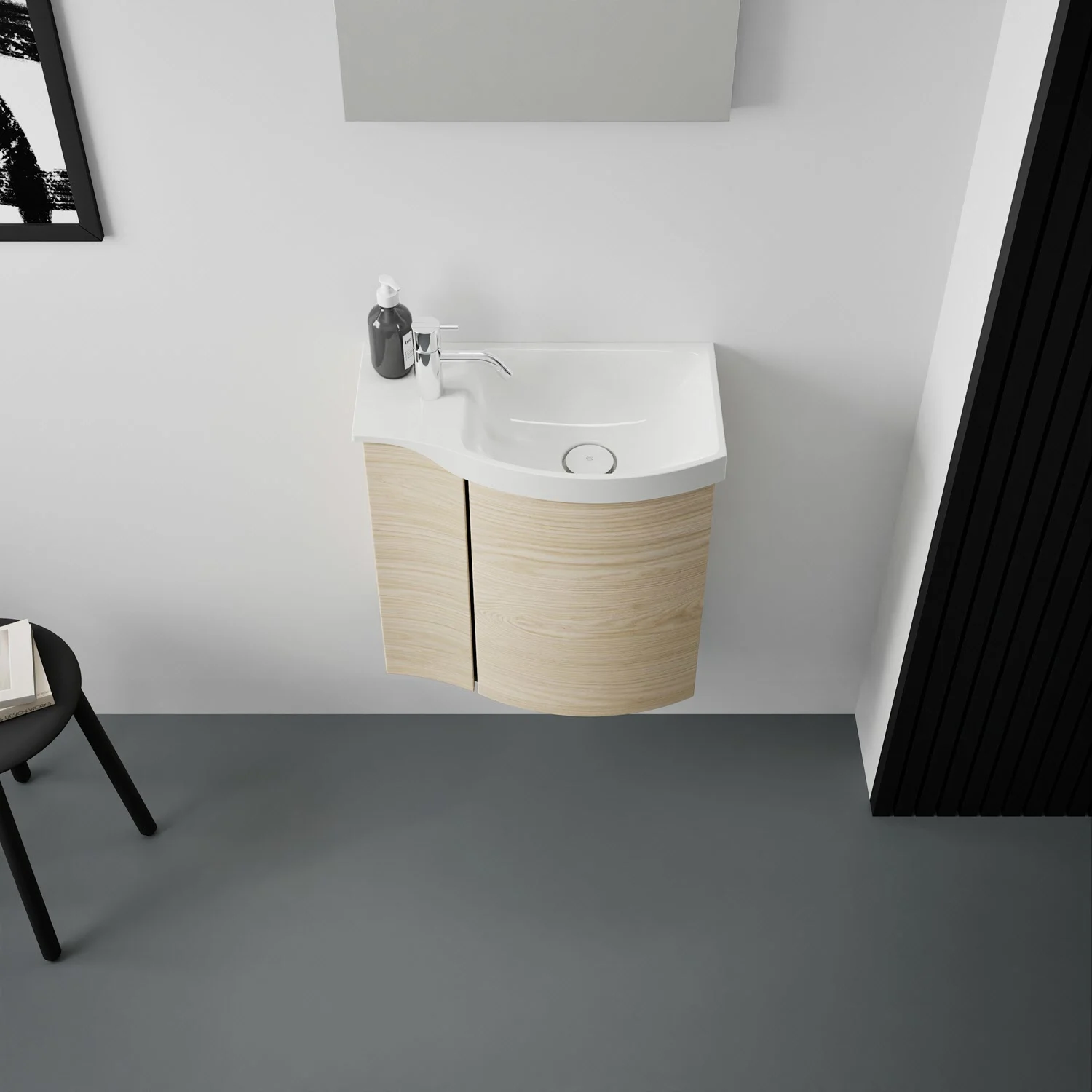 Umywalka z odlewu mineralnego burgbad Sinea 3.0 z szafką podumywalkową, 52 cm Zdjęcie 3