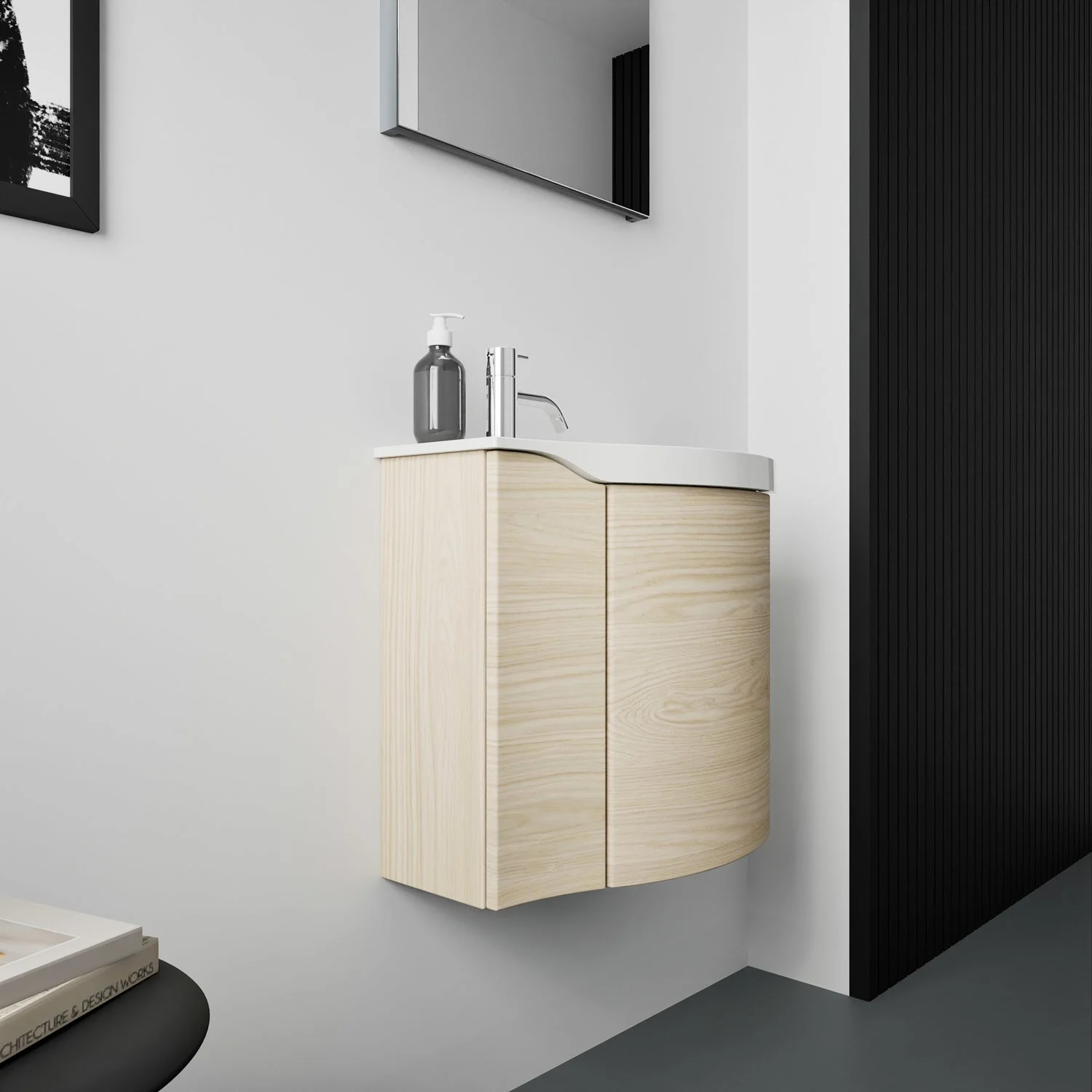 Umywalka z odlewu mineralnego burgbad Sinea 3.0 z szafką podumywalkową, 52 cm Zdjęcie 5