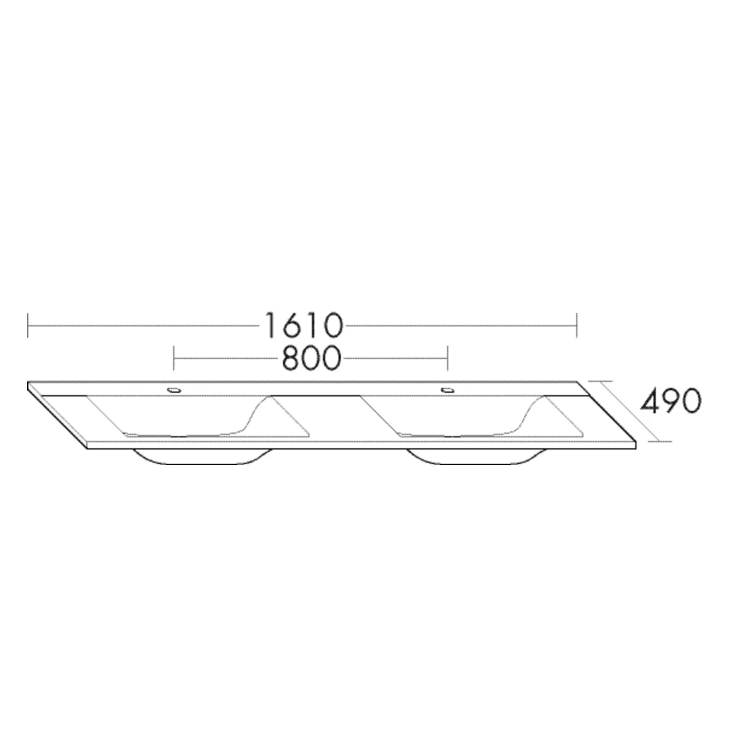 burgbad SYS30 Mineralguss-Doppel-Waschtisch SYS M2 160 cm