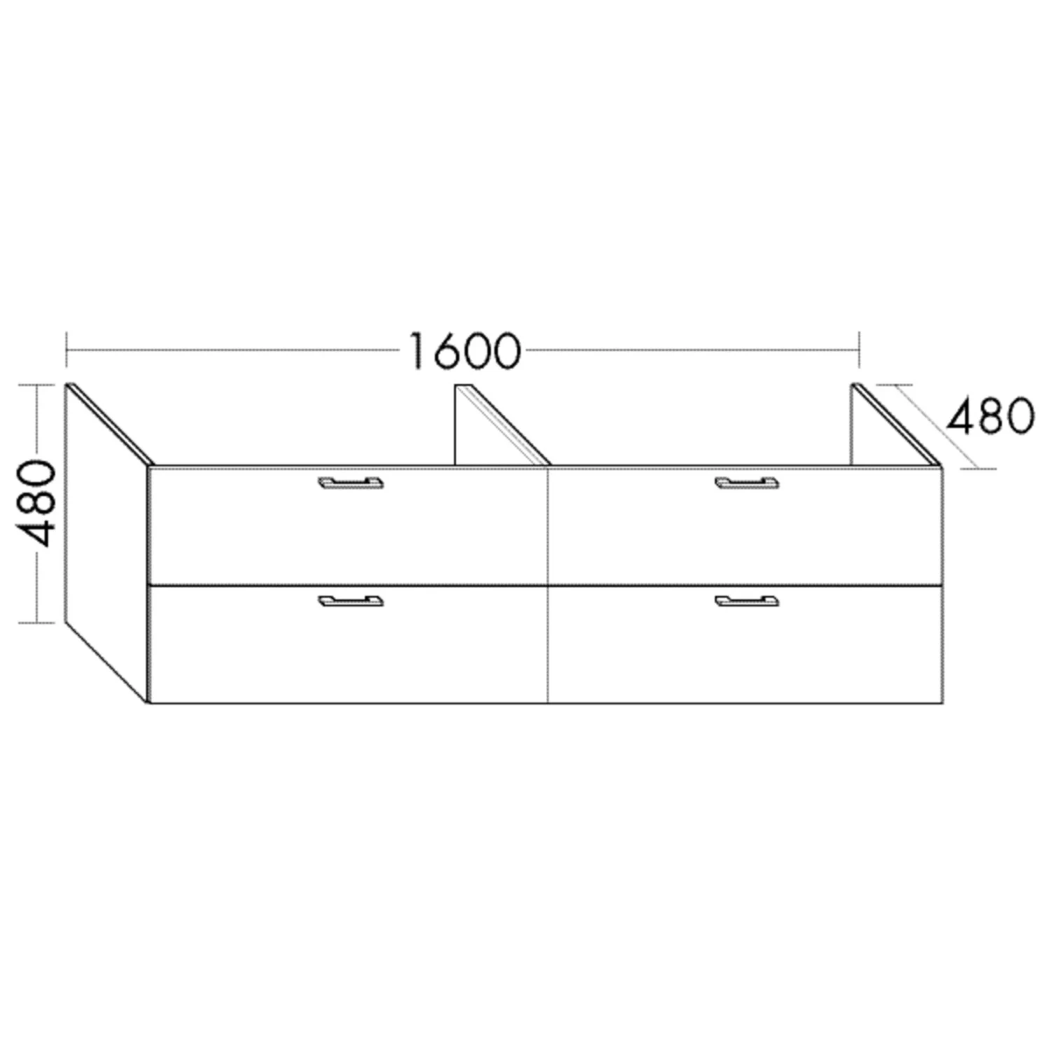 burgbad SYS30 Waschtischunterschrank 160 x 48 cm mit Tip-On mit Soft-Close