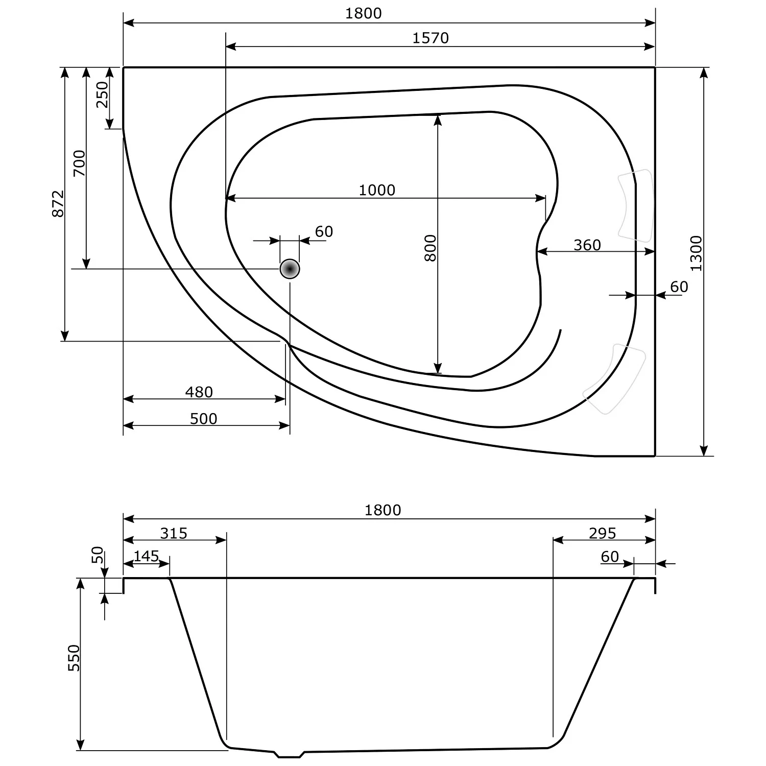 Caribia Delta XL Premium Whirlpool 180 x 130 cm mit Schürze, für Ecke rechts Bild 5