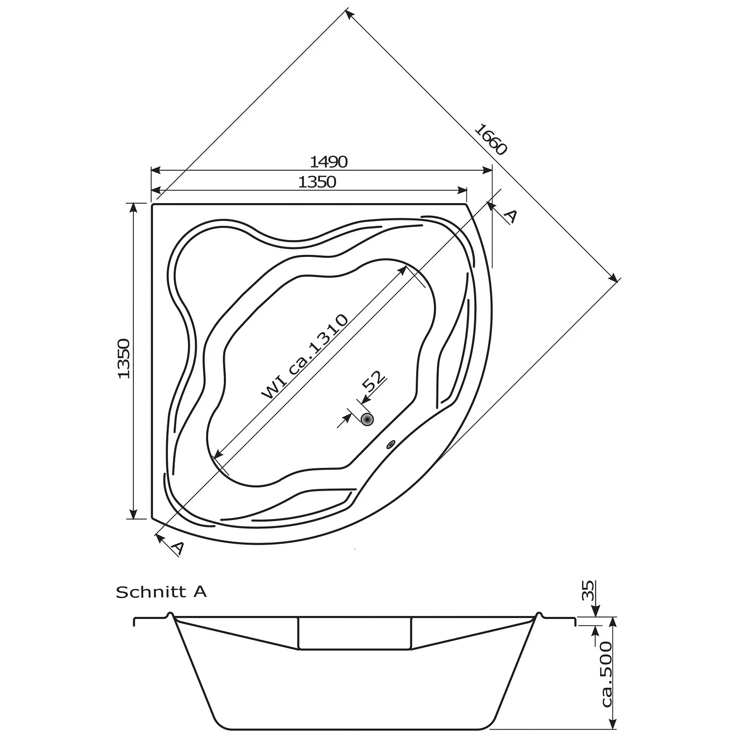 Caribia Vanaty Premium Whirlpool 149 x 149 cm ohne Schürze Bild 5