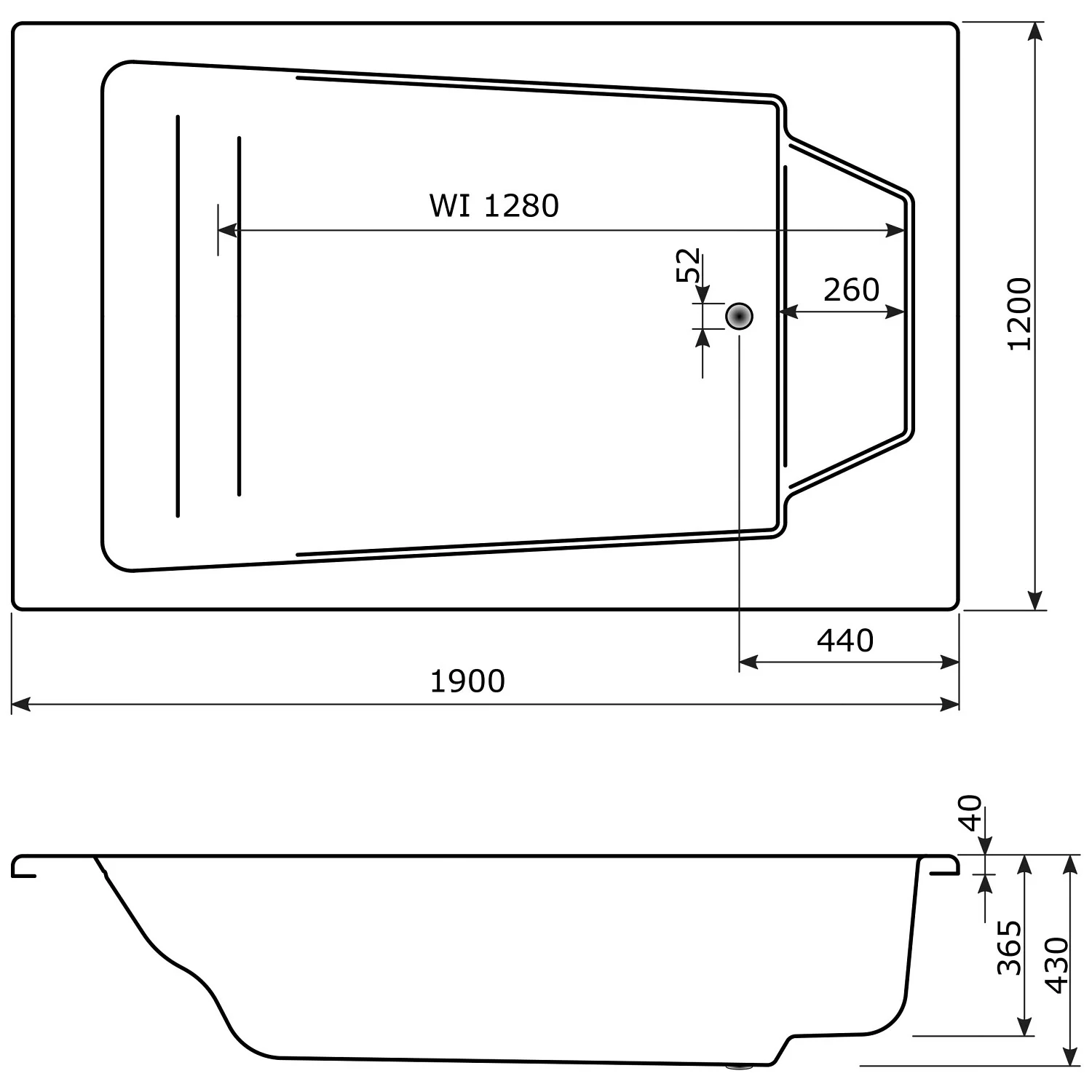 Caribia Classic Premium Whirlpool 190 x 120 cm ohne Schürze Bild 5
