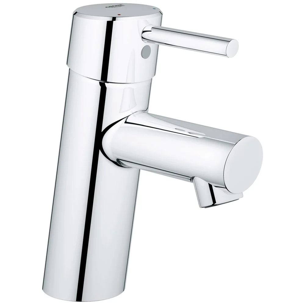 Chromowana bateria umywalkowa w widoku bocznym, Grohe