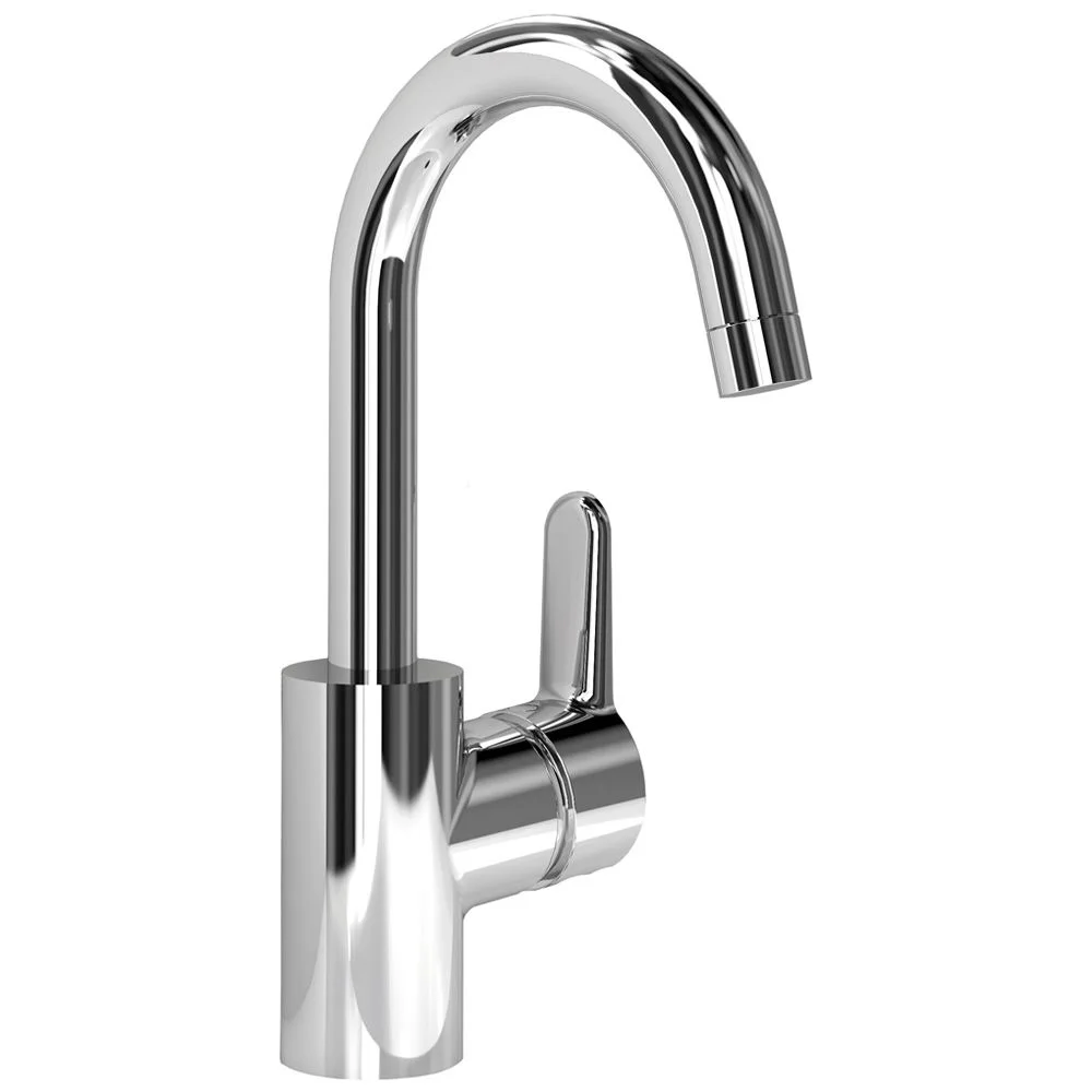 Chromowana bateria widok z boku na białym tle, Ideal Standard