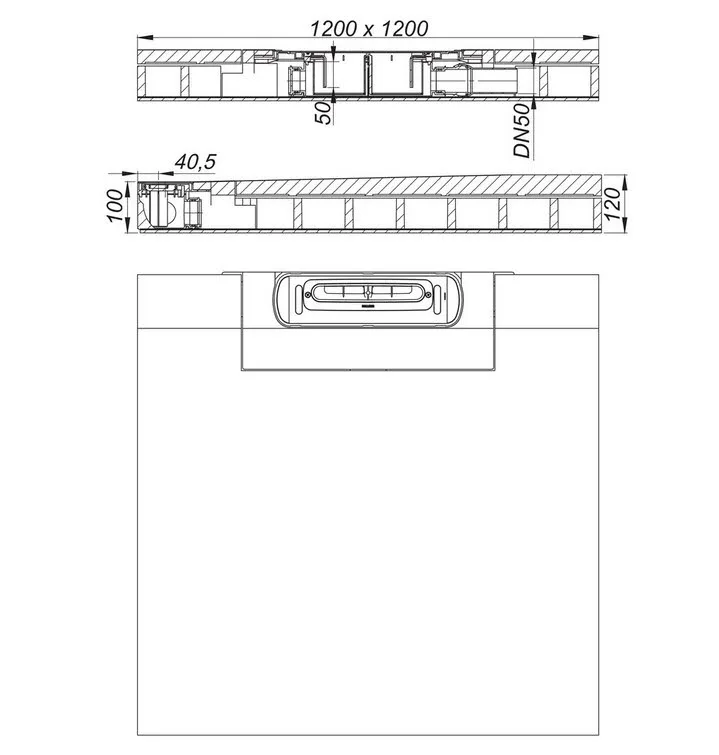 Dallmer DallFlex Wall Schallschutz-Duschelement 120 x 120 cm DN 50 Bild 2