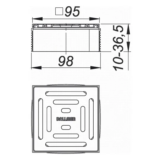 Dallmer Aufsatz DallDrain Pure 10 x 10 cm Bild 2
