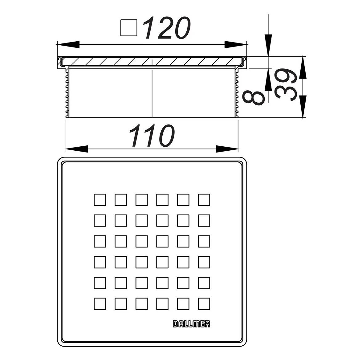 Dallmer Aufsatz DallDrain Select Quadra 12 x 12 cm Bild 2