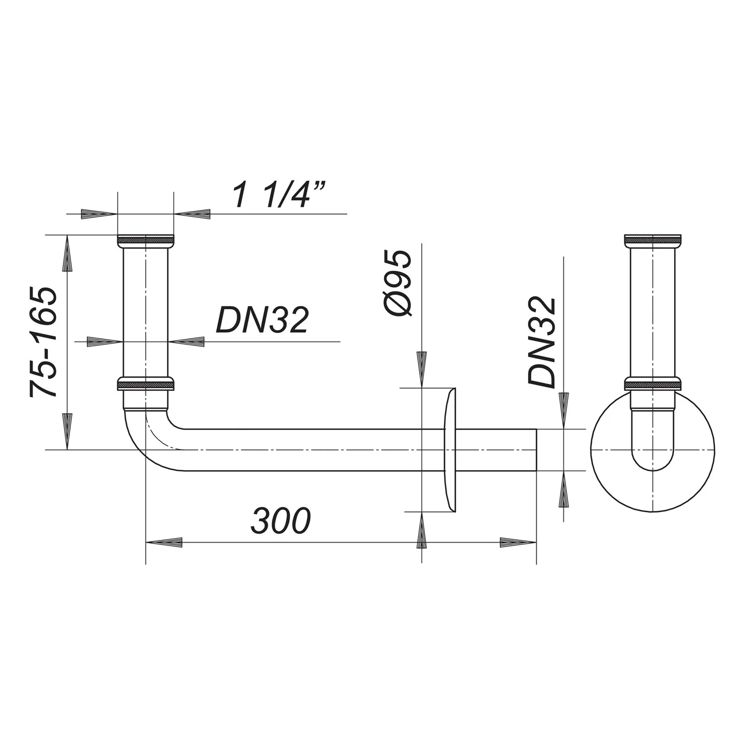 Dallmer Anschluss-Bogen 320, mit Tauchrohr, 1 1/4" x DN 32 Bild 2