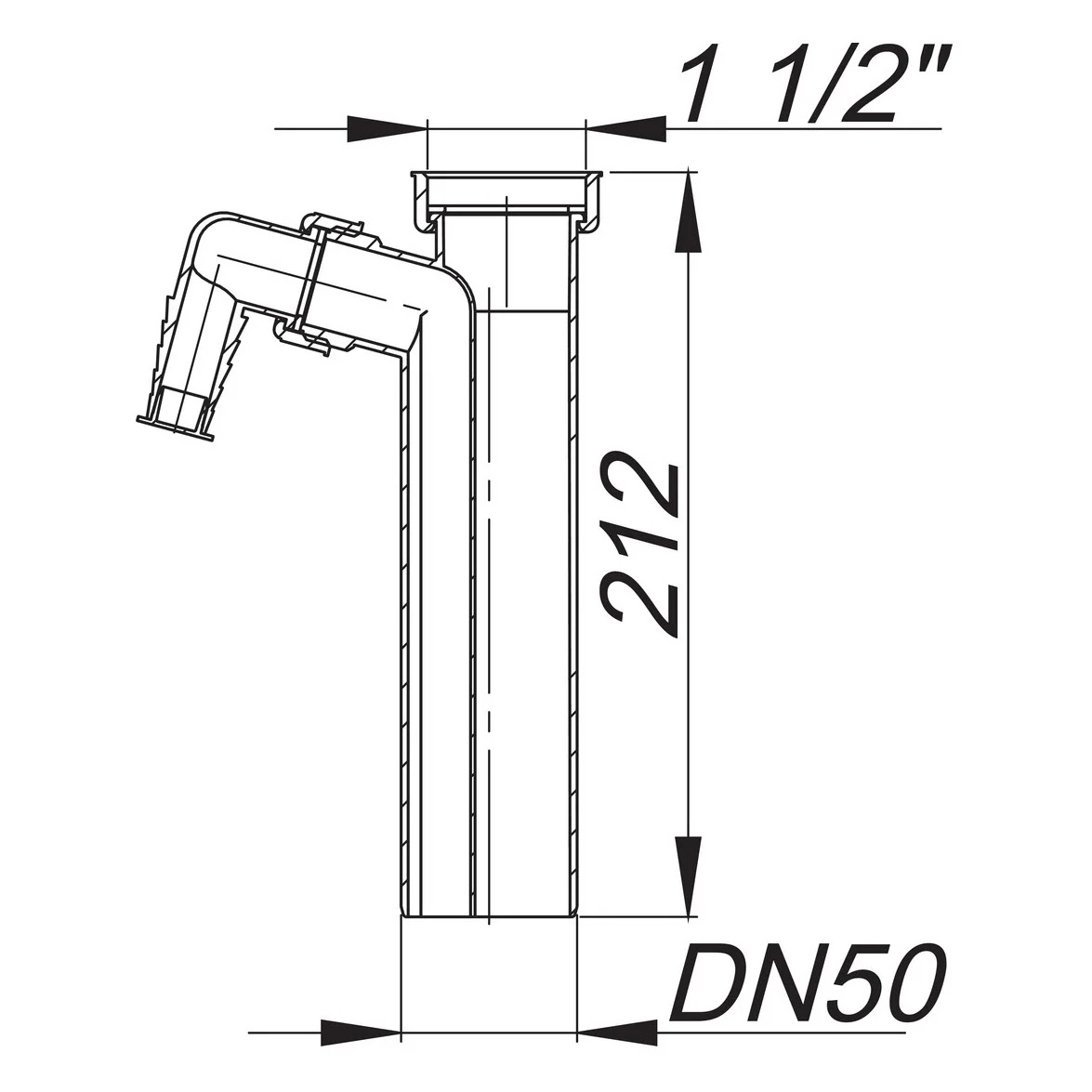 Rysunek techniczny rury zanurzeniowej DN50, Dallmer