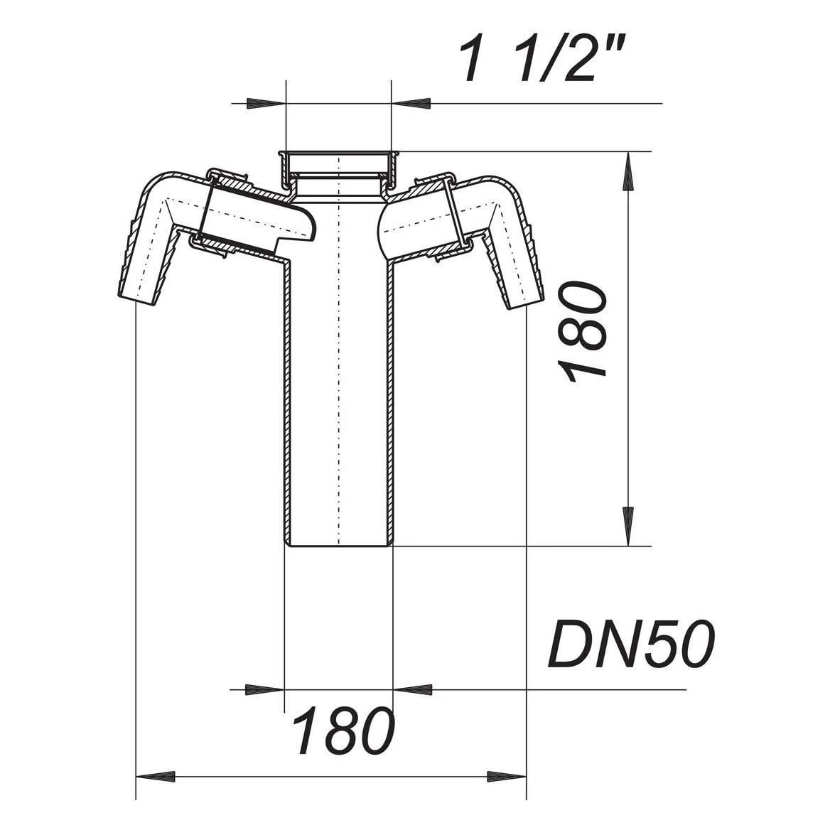 Rysunek techniczny rury zanurzeniowej DN50, Dallmer