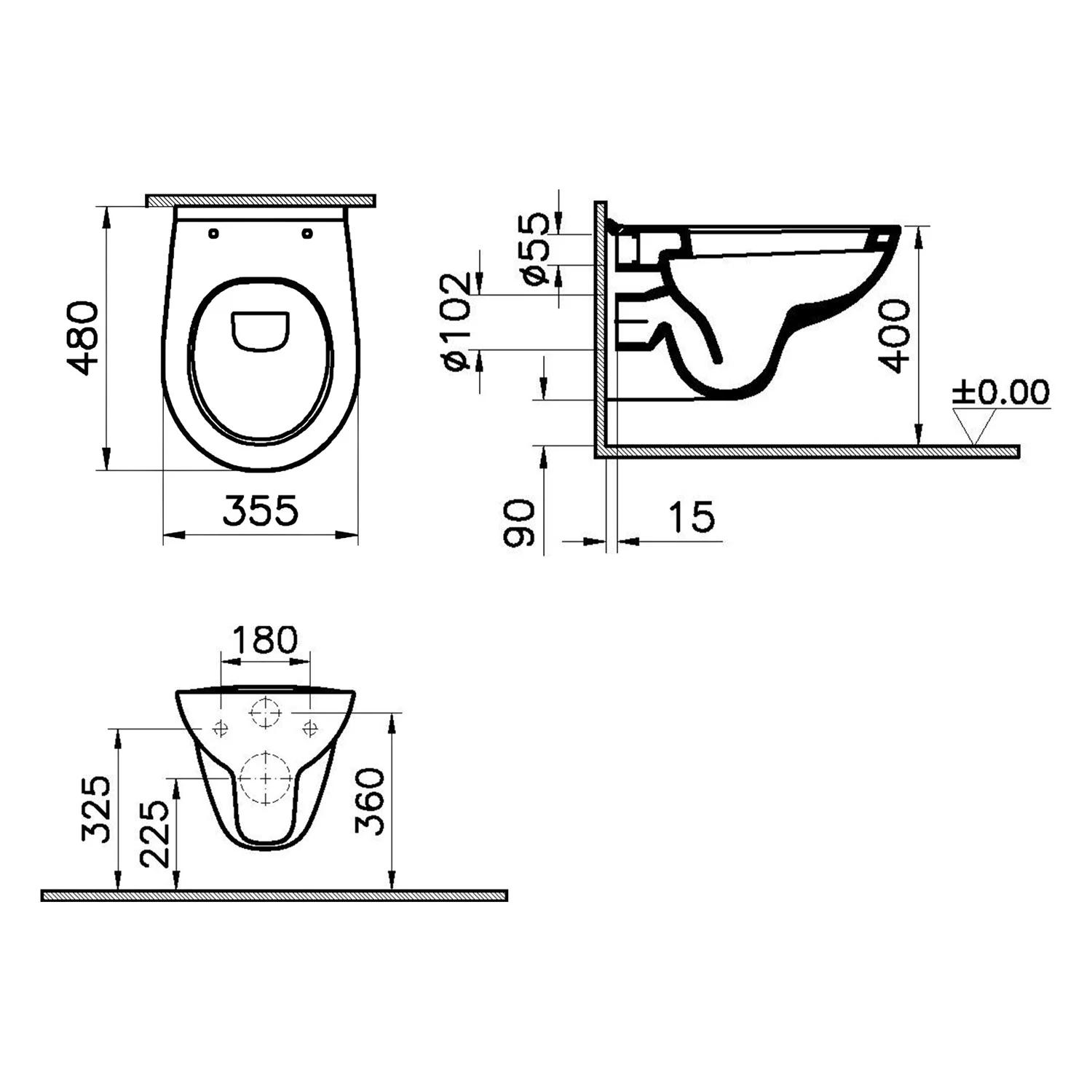 base pro Wand-Tiefspülklosett COMPACT weiß Hygiene Glasur Bild 2