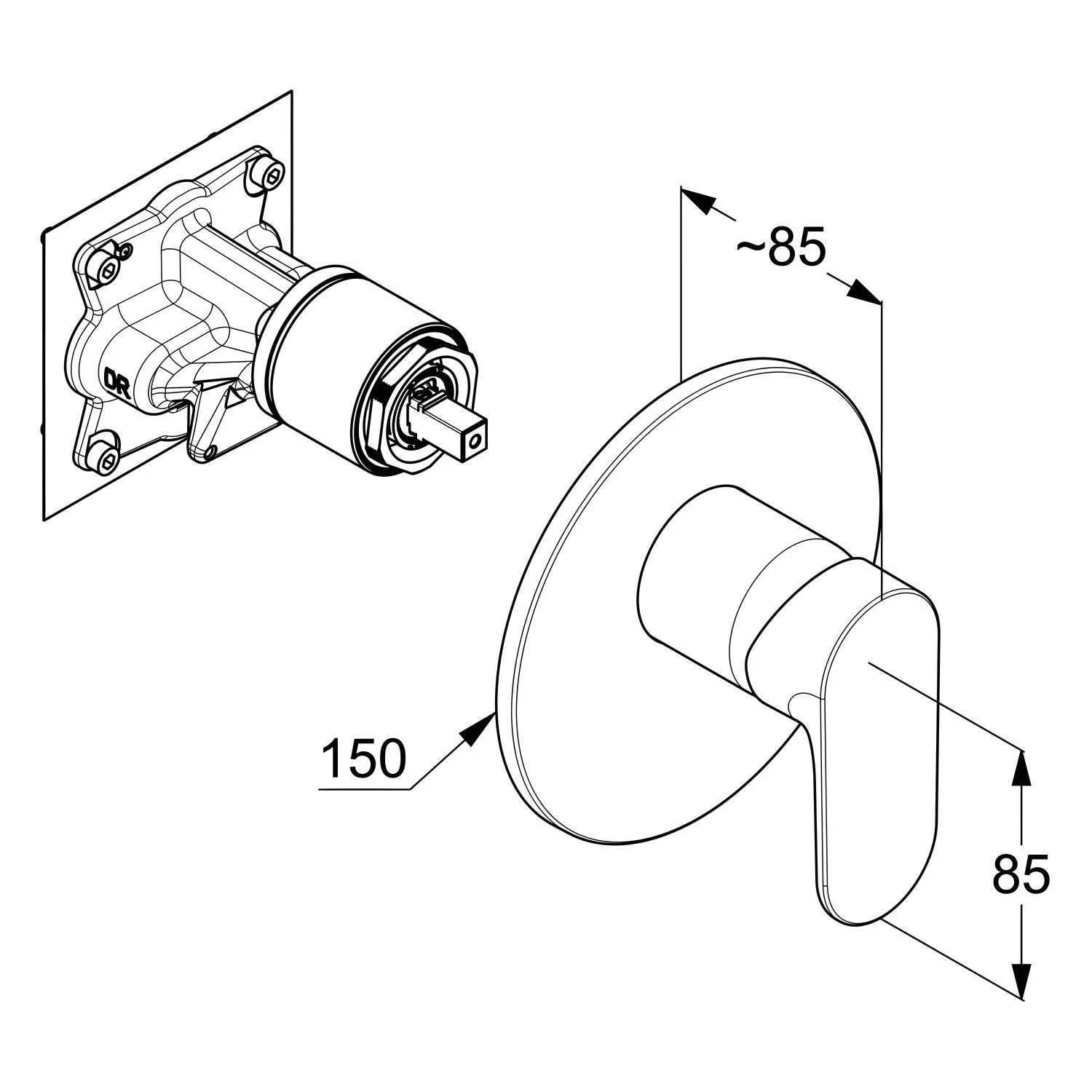 Brause-Einhebelmischer Unterputz chrom DELPHIS UNIC Bild 2