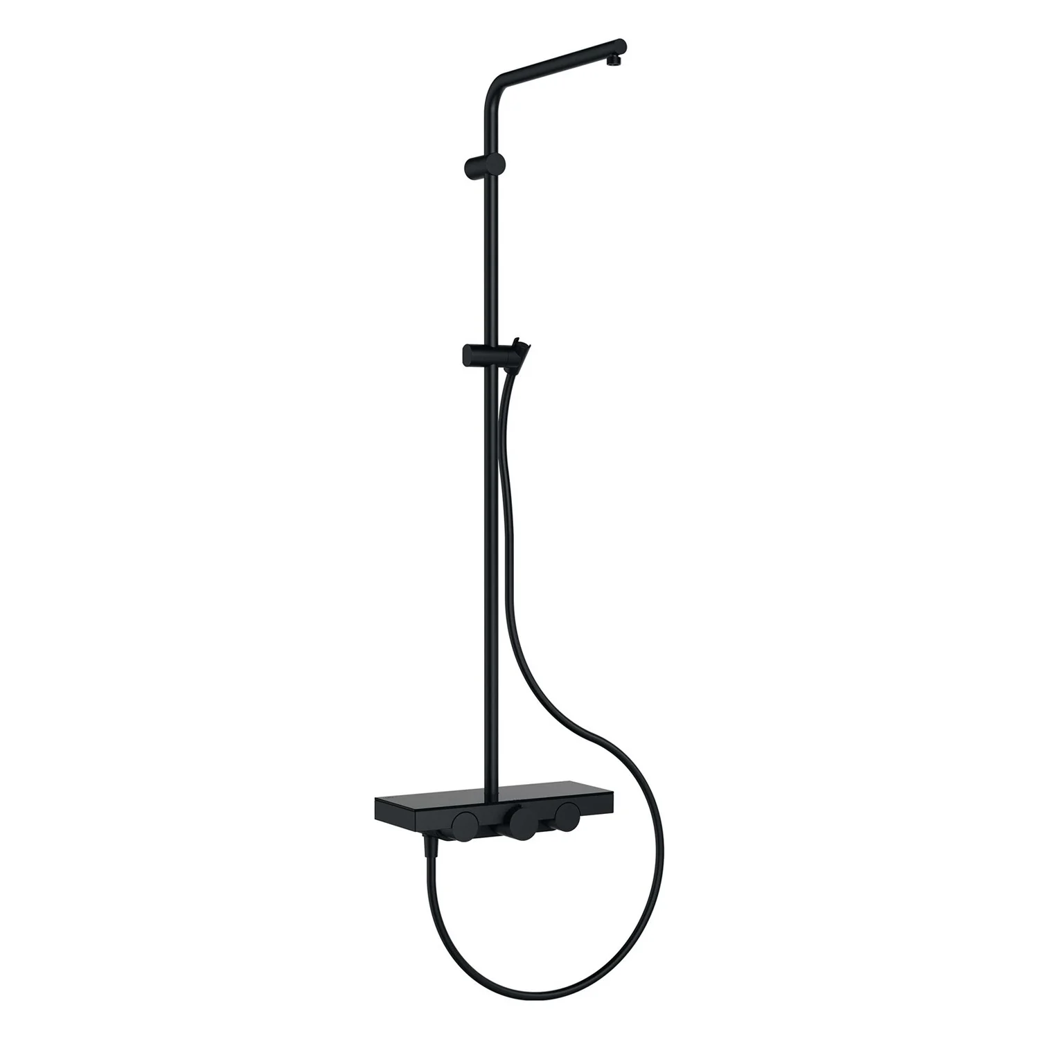 delphis midnight Duschsystem mit Thermostat und Glasablage schwarz