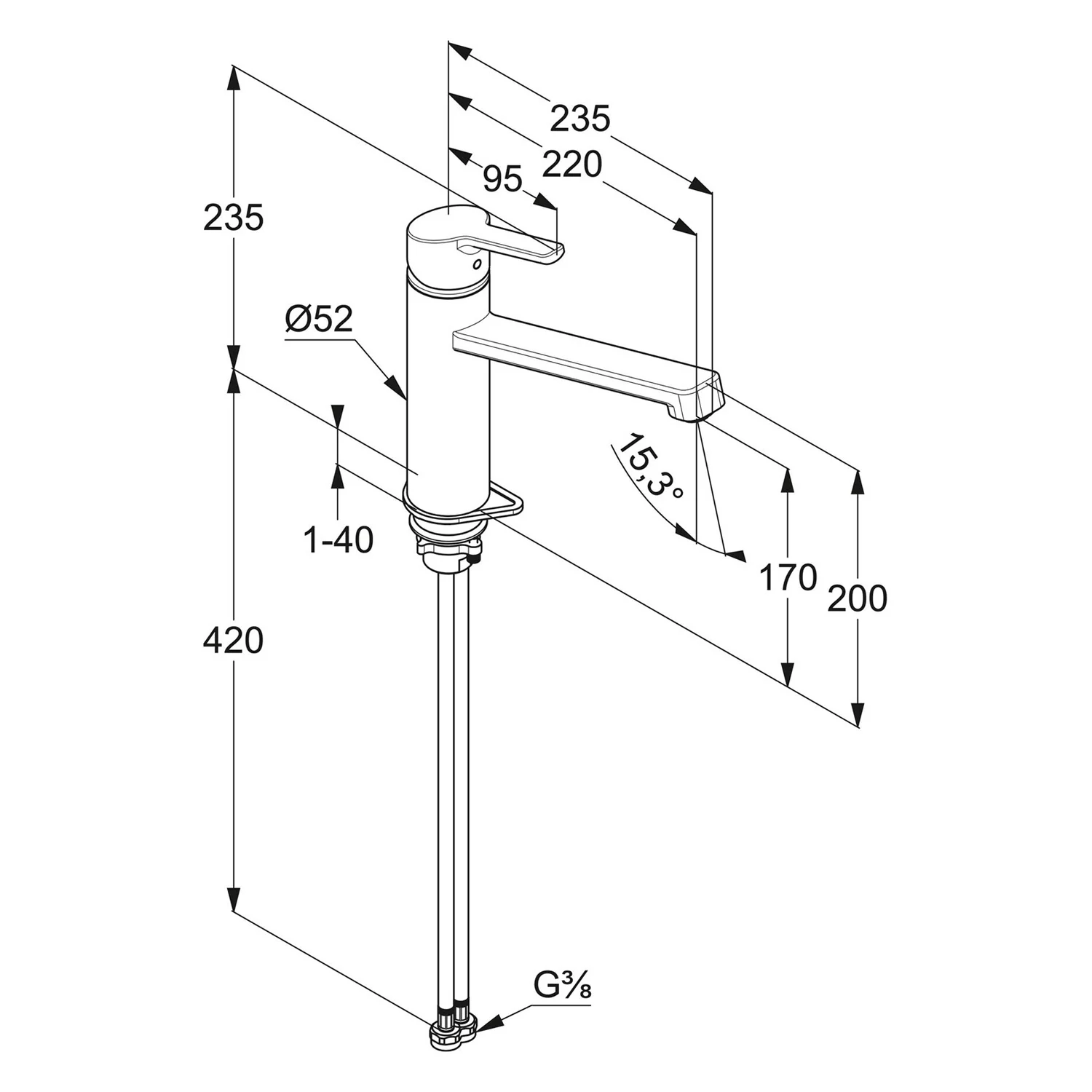 Spültisch-Einhebelmischer 220mm mech.chr Hochdruck DELPHIS UNIC Bild 2