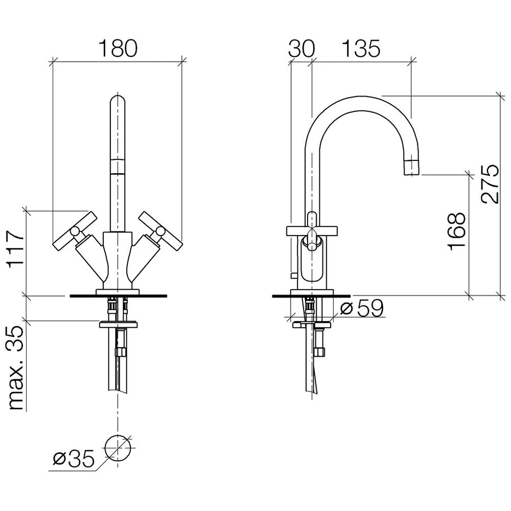 Dornbracht TARA Waschtisch-Einlochbatterie mit Ablaufgarnitur Bild 3