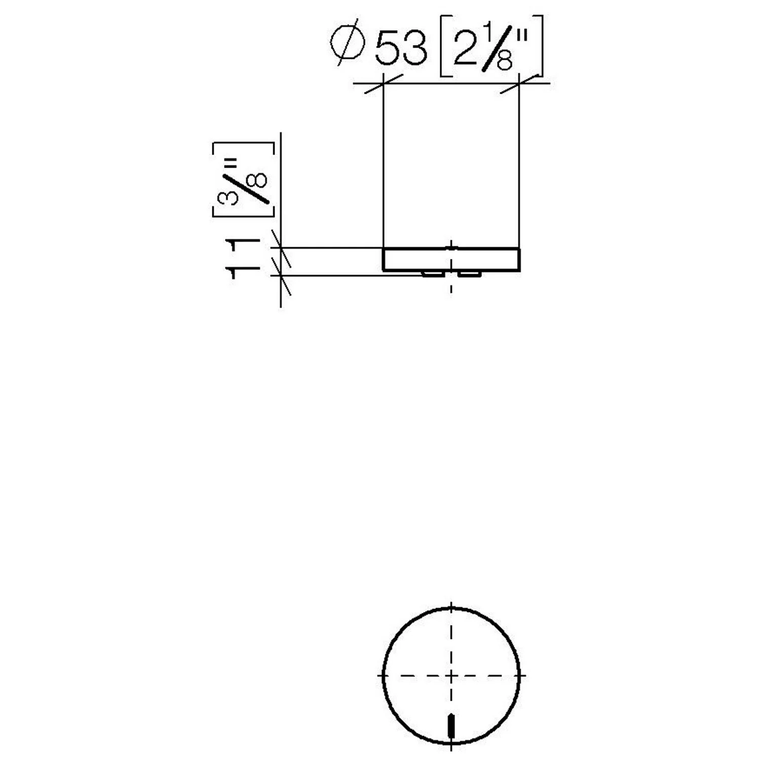 Rysunek techniczny wkładu uchwytu z oznaczeniem, Dornbracht