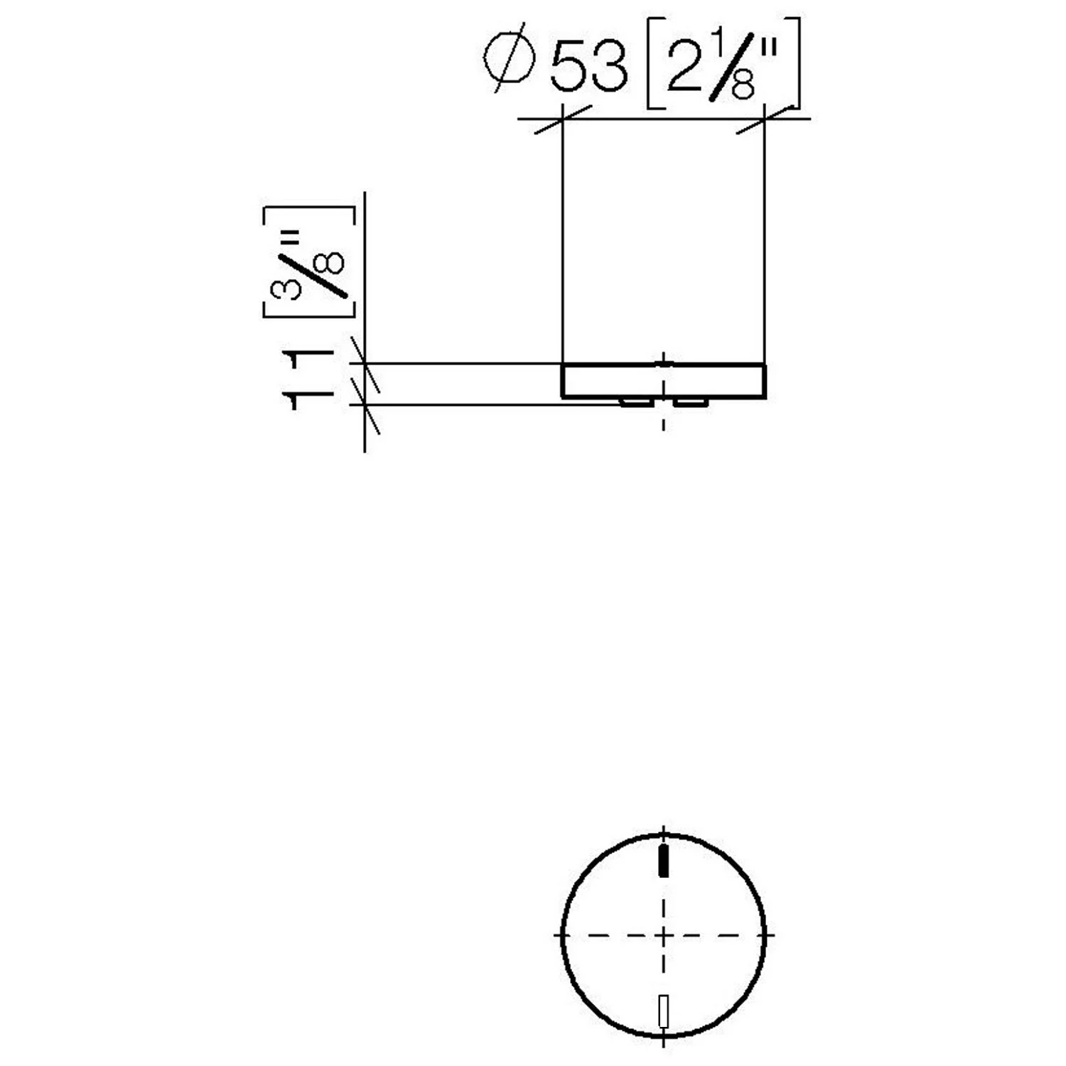 Rysunek techniczny wkładu uchwytu z wymiarami, Dornbracht