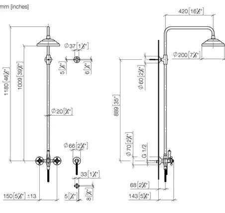 Dornbracht Madison Brausebatterie für Wandmontage mit Standbrause Bild 2