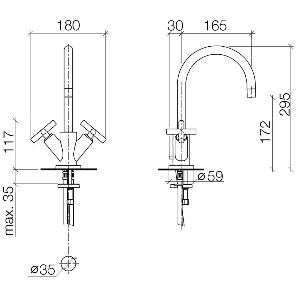 Dornbracht TARA Waschtisch-Einlochbatterie mit Ablaufgarnitur Bild 4