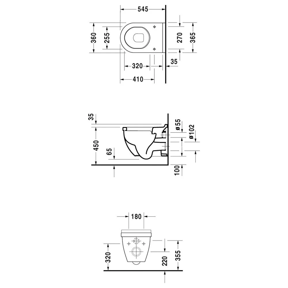 Duravit Starck 3 Wand-WC Comfort Sitzhöhe + 5 cm Bild 4