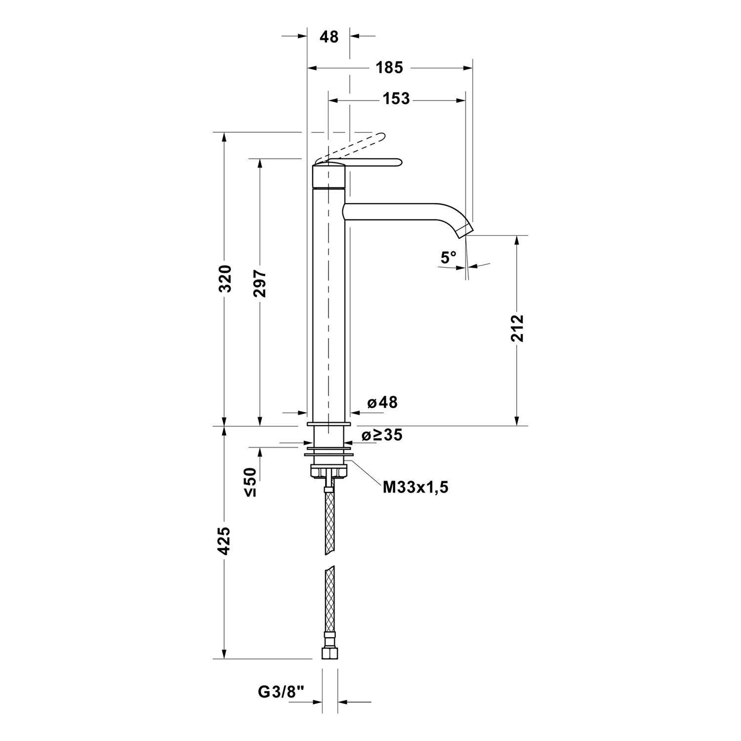 Duravit Balcoon Einhebel-Waschtischmischer XL mit FreshStart und MinusFlow Bild 4