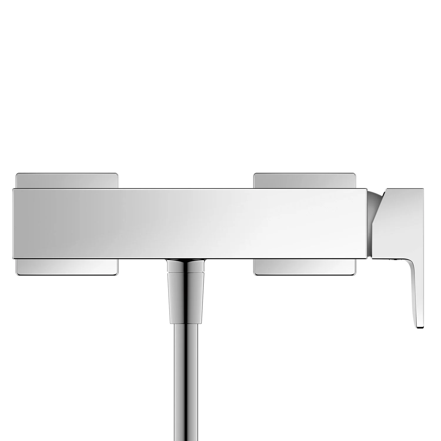 Chromowana bateria widok z boku na białym tle, Duravit