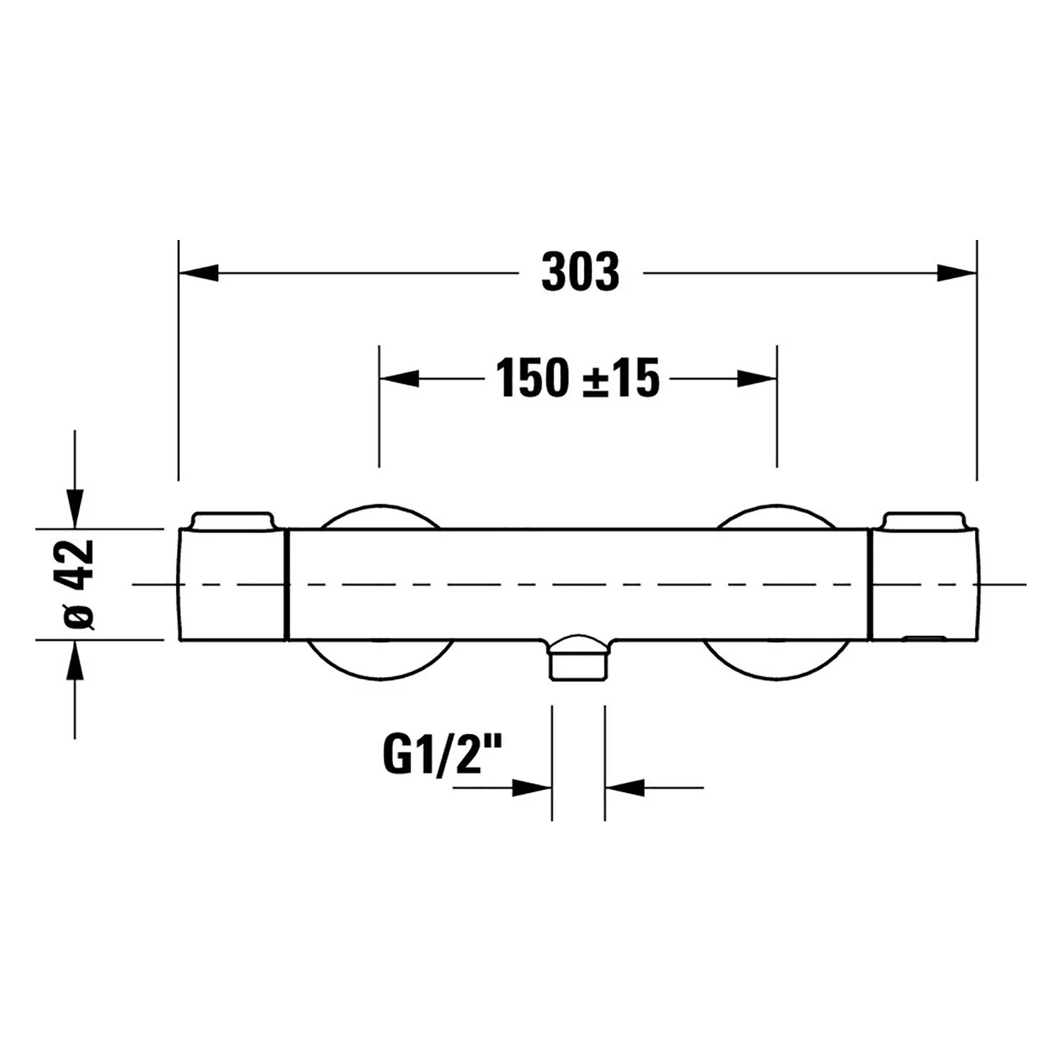 Rysunek techniczny termostatu prysznicowego, Duravit