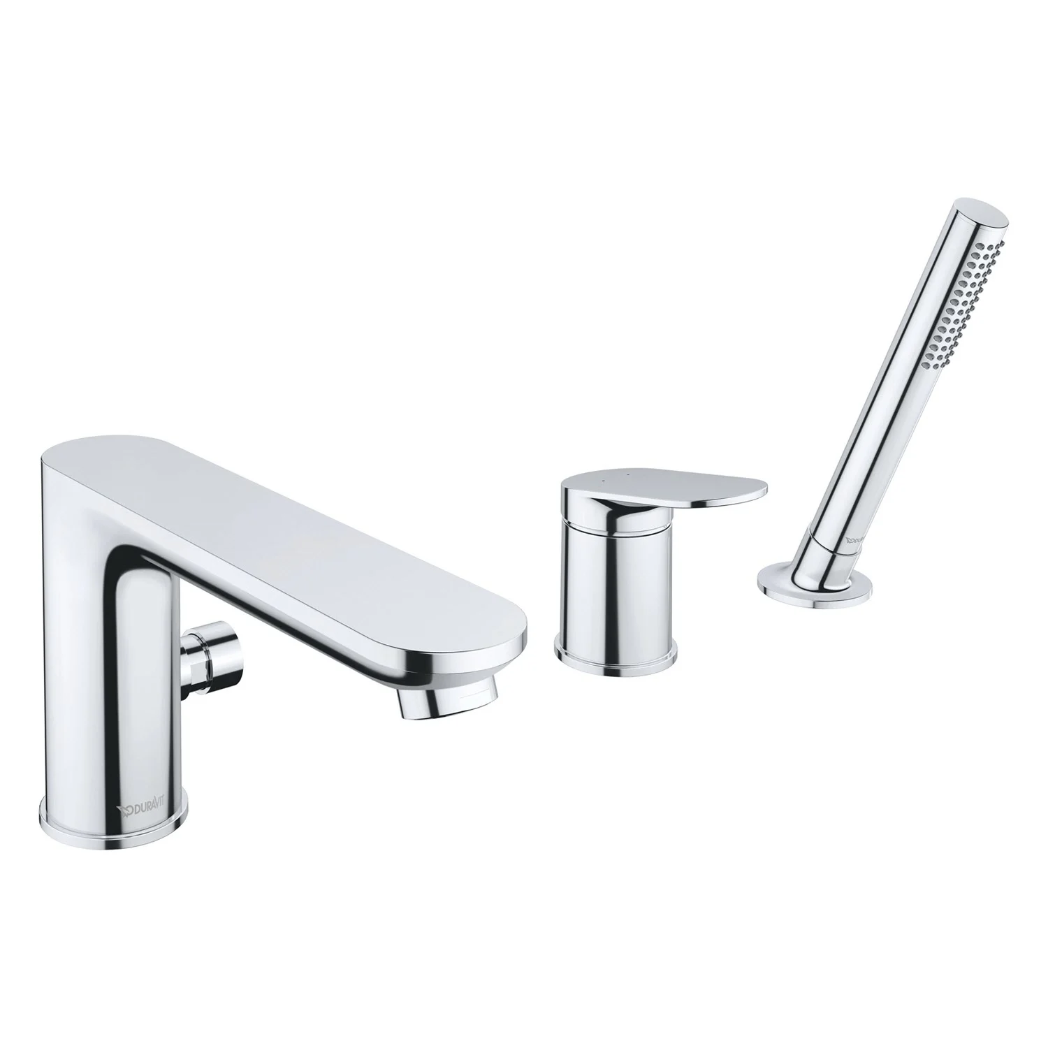 Chromowana bateria łazienkowa w widoku z przodu, Duravit