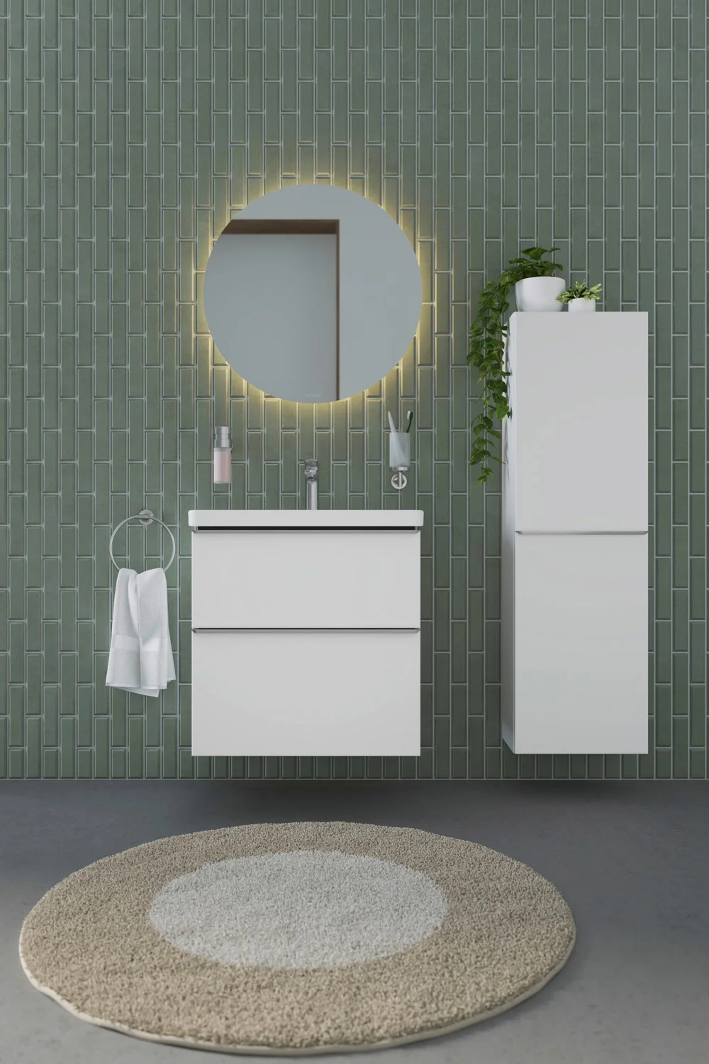 Umywalka z podświetlanym lustrem w łazience, Duravit