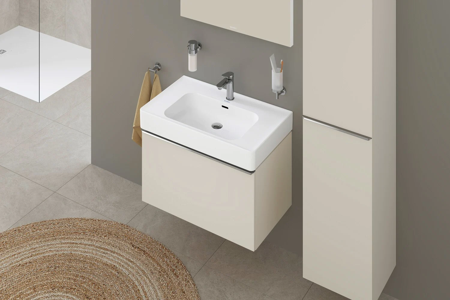 Umywalka z szafką w nowoczesnej łazience, Duravit