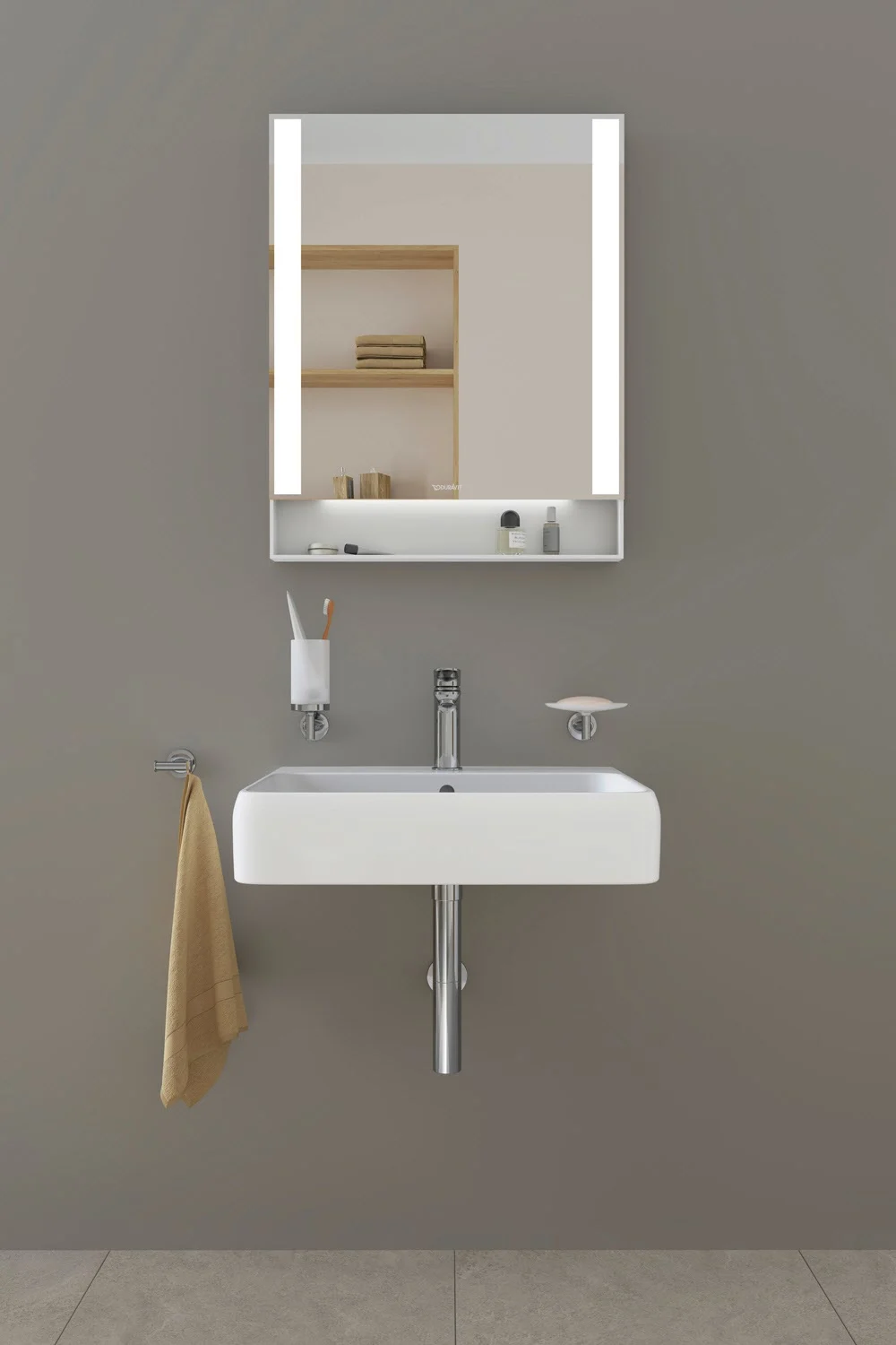 Umywalka z lustrem w nowoczesnej łazience, Duravit