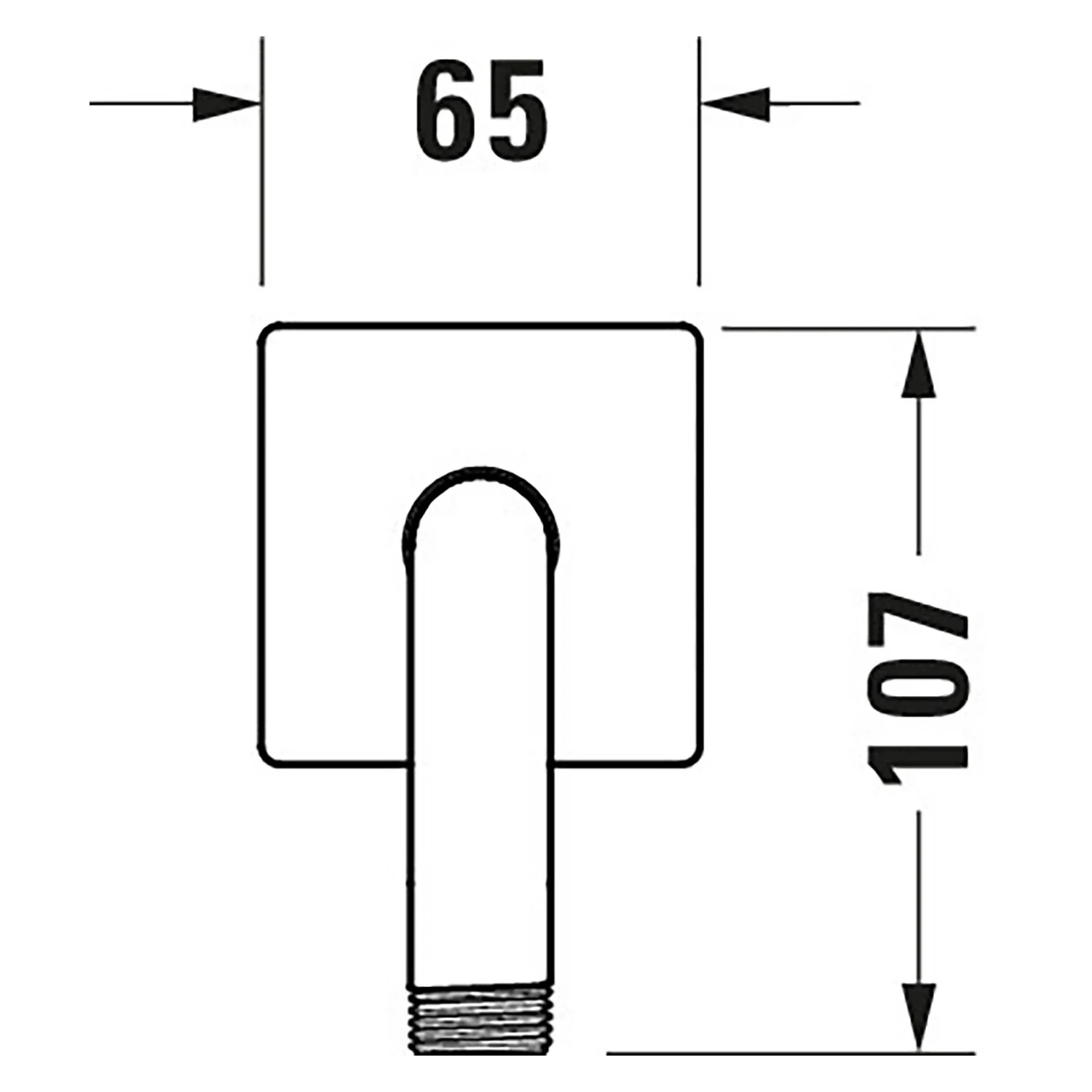 Rysunek techniczny kwadratowego ramienia prysznicowego, Duravit