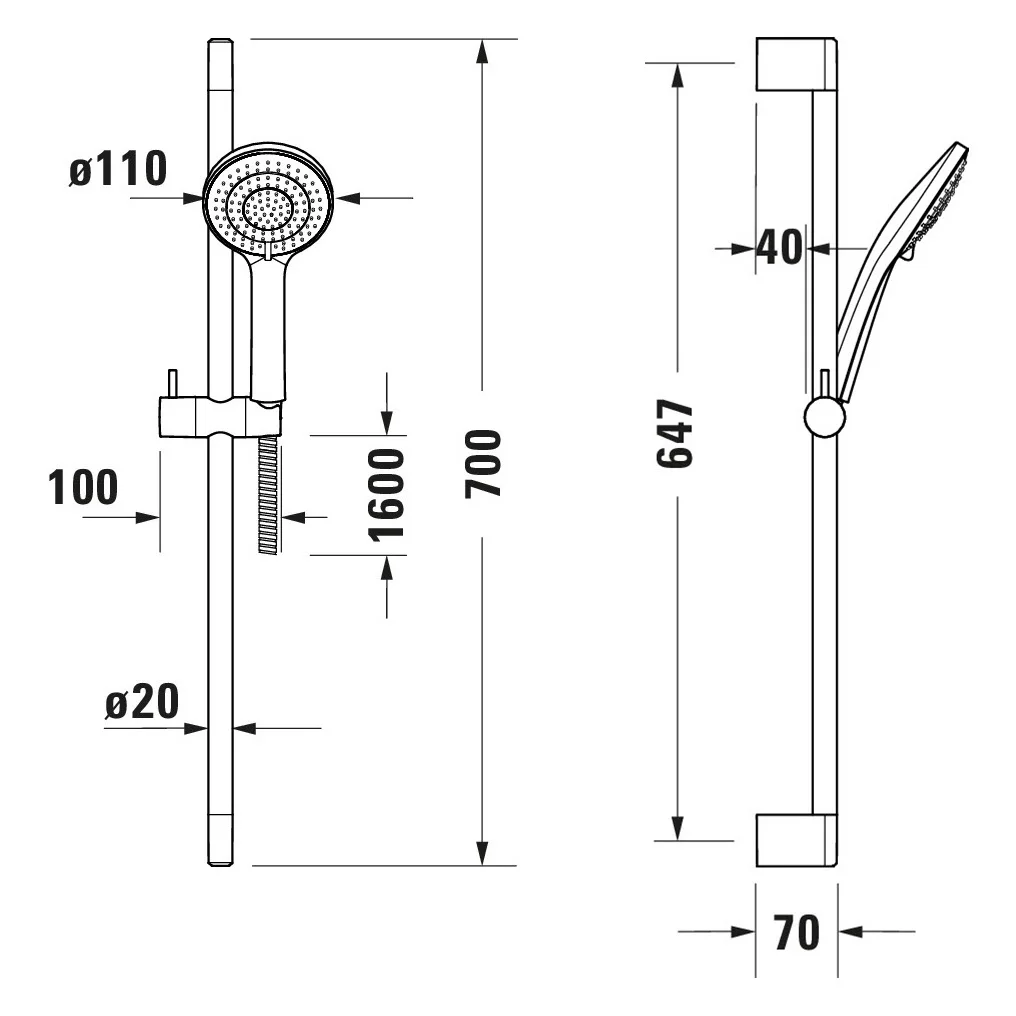 Duravit Brauseset 70 cm mit Handbrause 3jet 11 cm MinusFlow Bild 5