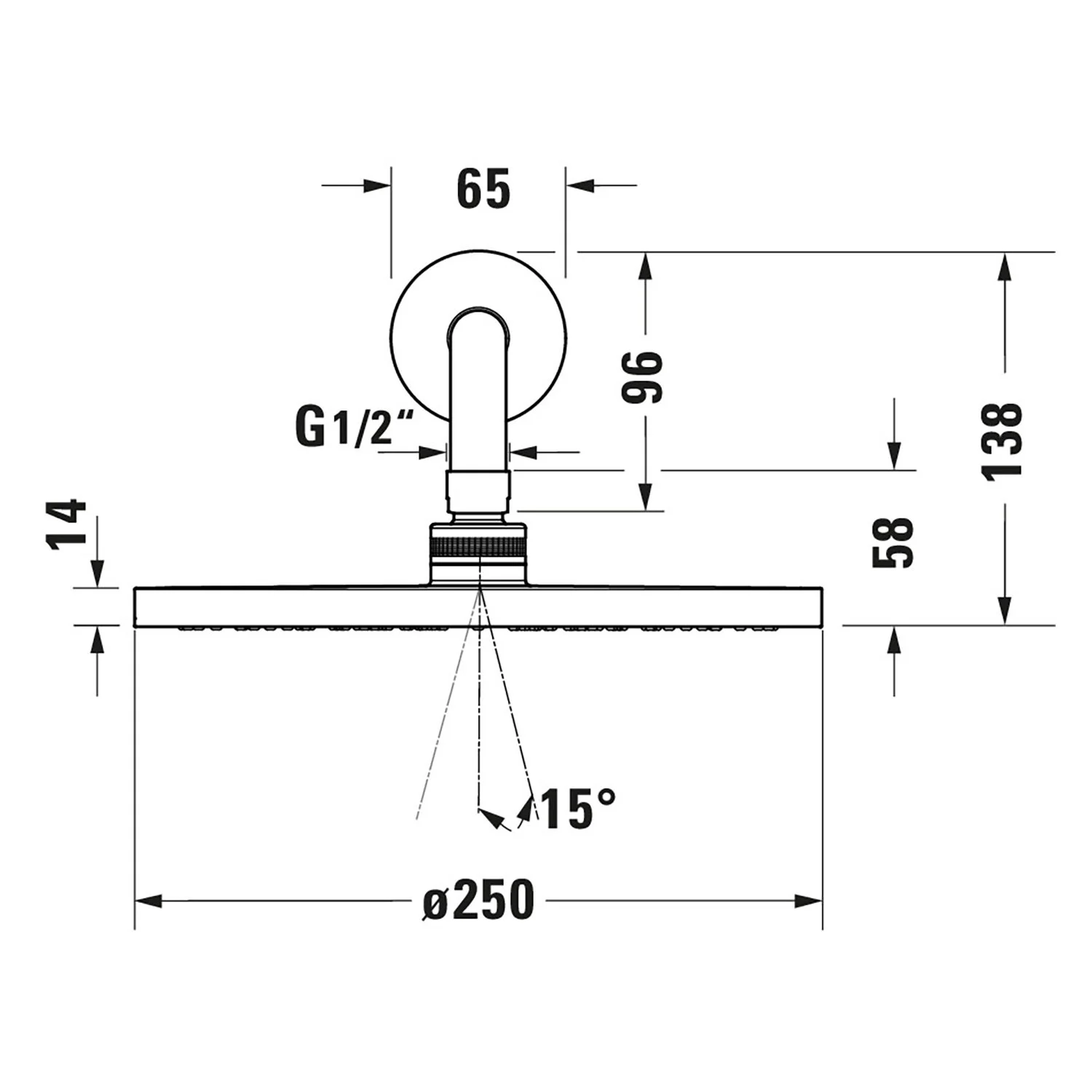 Duravit Kopfbrausenset 1jet Ø 25 cm MinusFlow Bild 3
