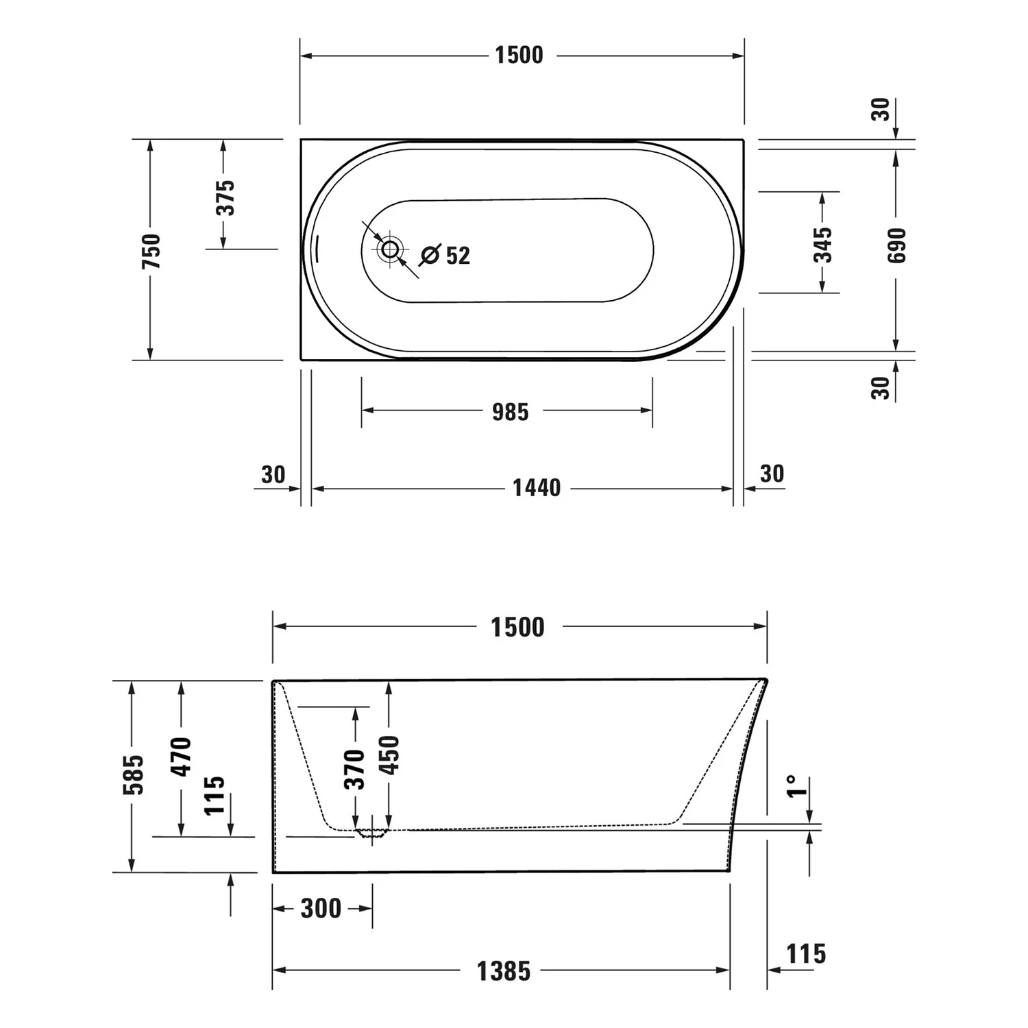 Duravit DuraSenja Badewanne 150 x 75 cm Bild 5