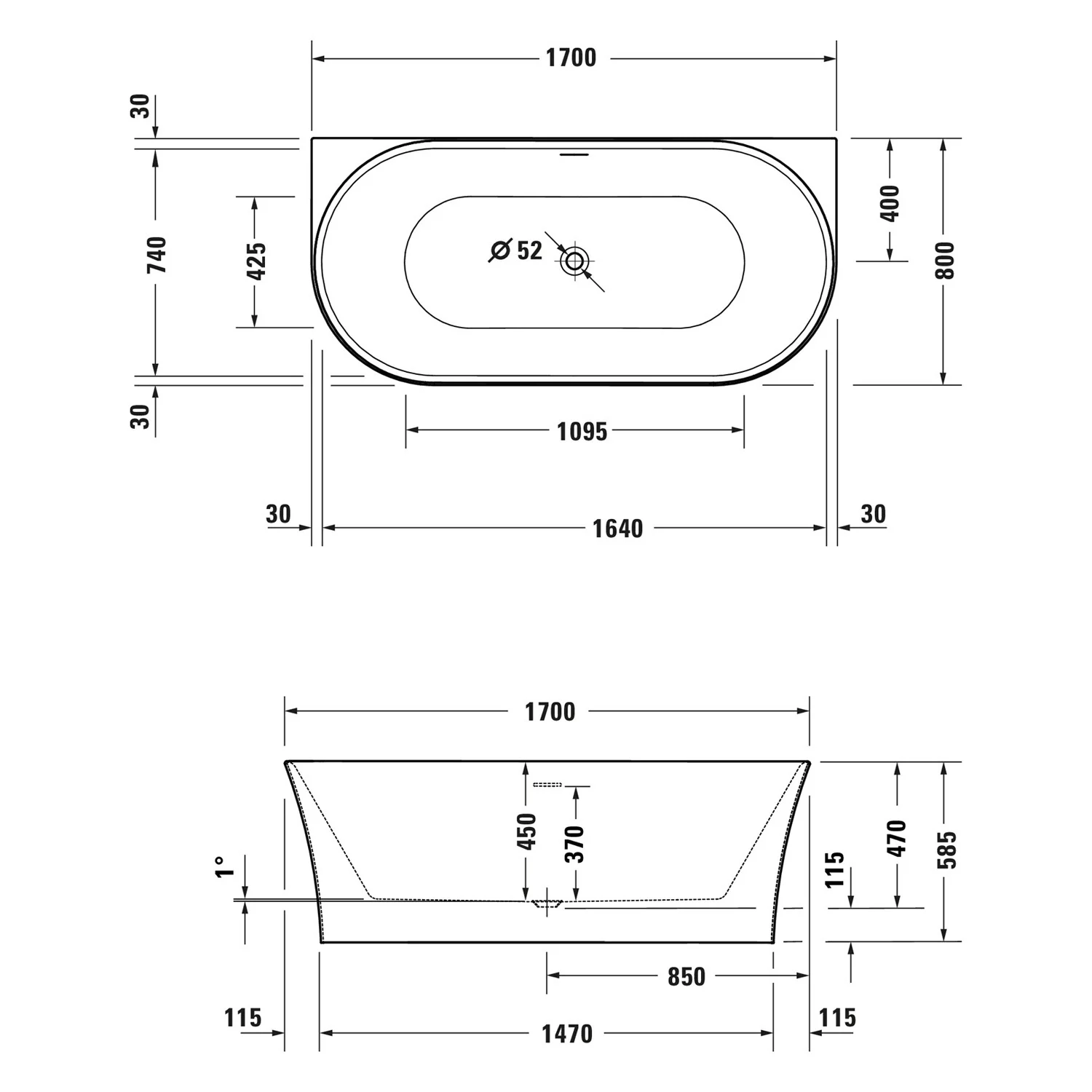 Duravit DuraSenja Badewanne 170 x 80 cm Bild 5