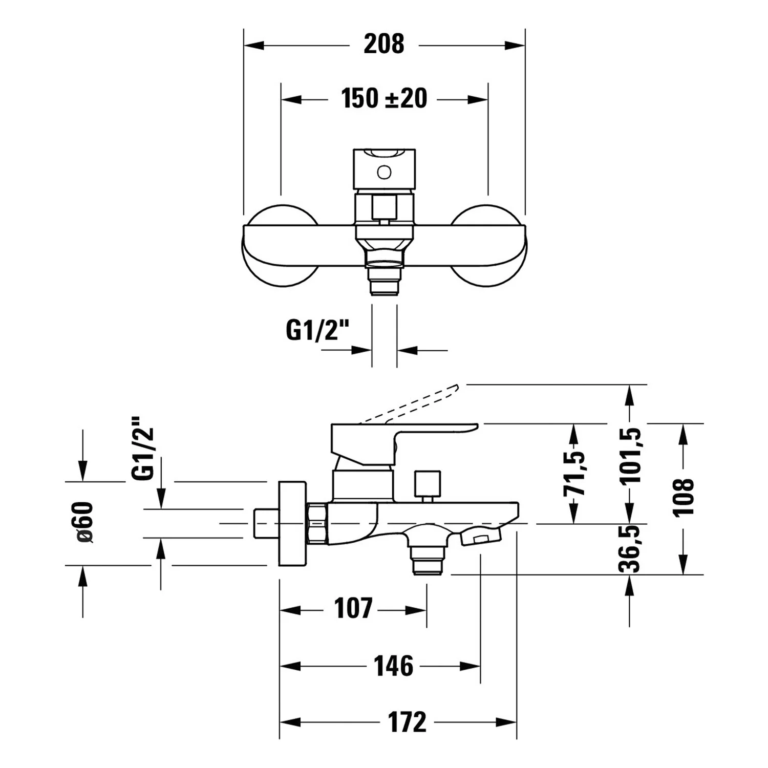 Duravit D-Code Einhebel-Wannenmischer Aufputz Bild 4