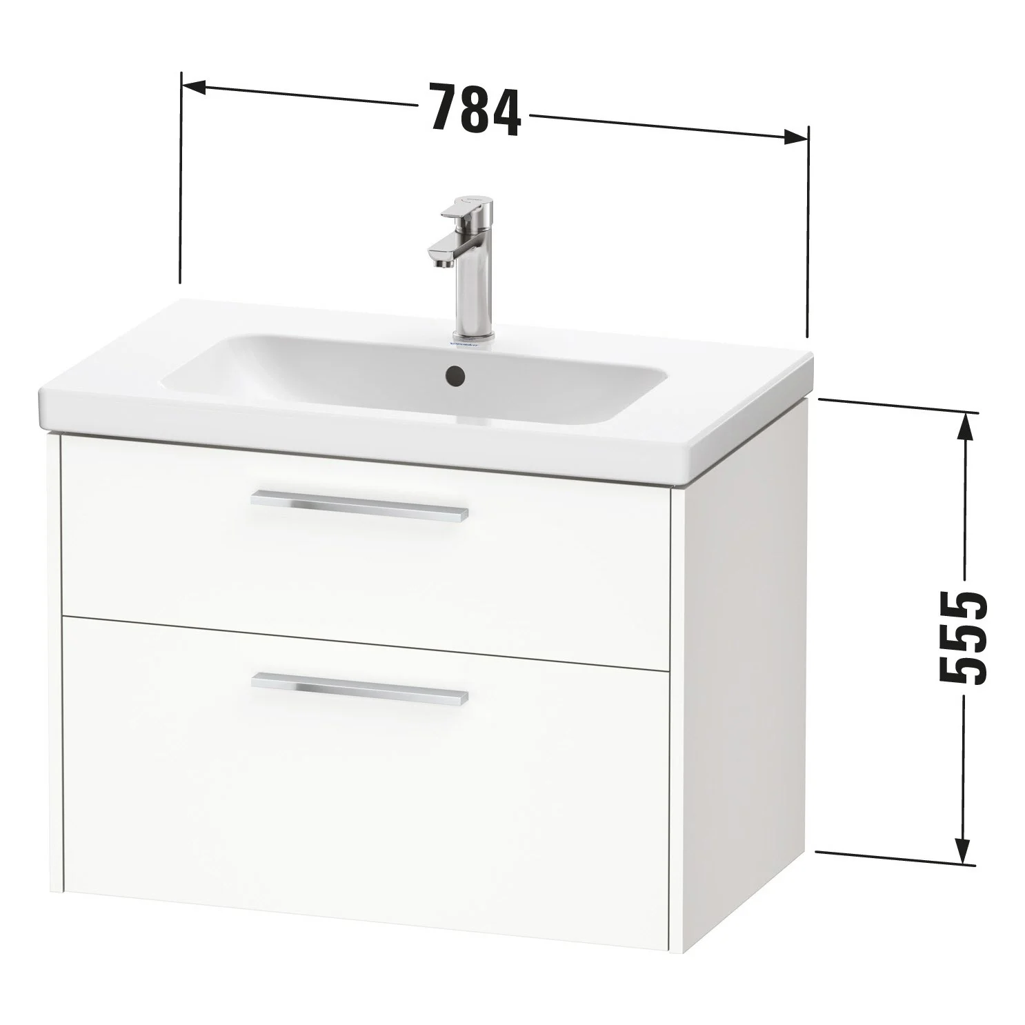 Duravit D-Code Waschtischunterschrank 80 cm mit Keramikwaschtisch, mit 2 Auszügen, Griff chrom Bild 6